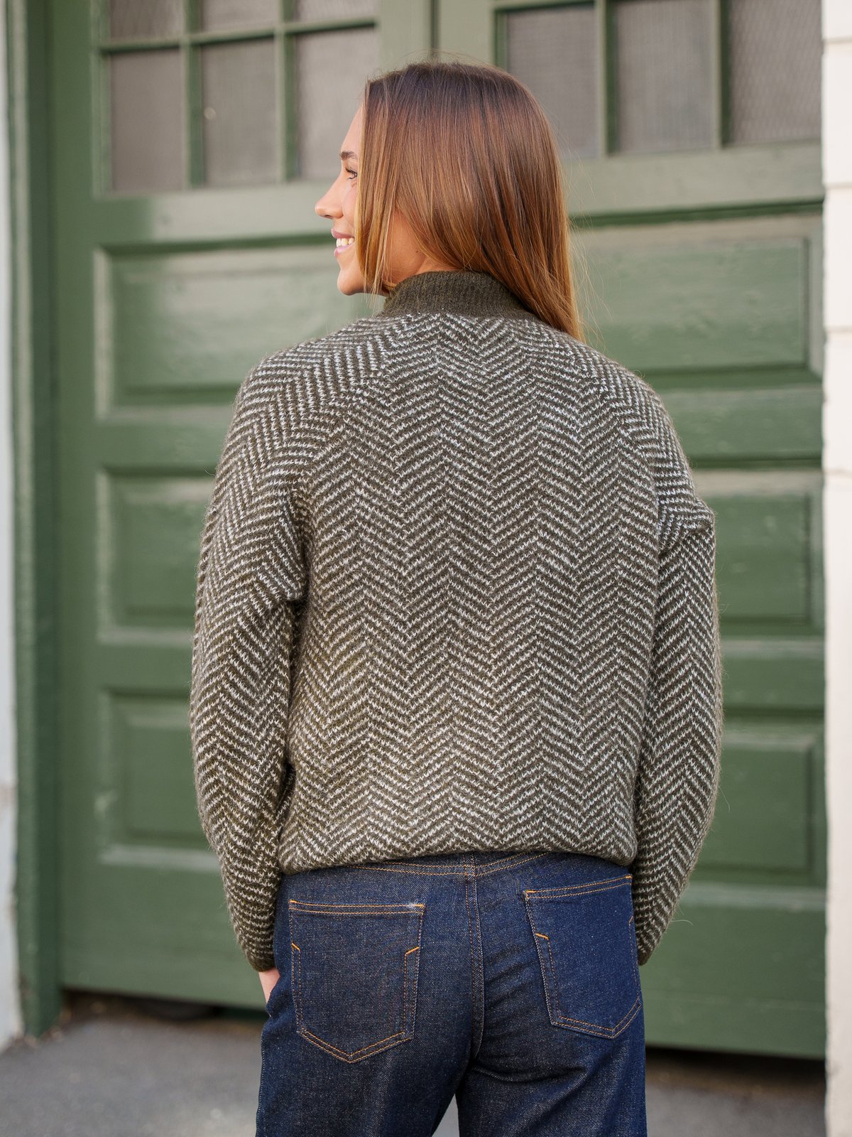 Vila Lory High Neck Long Sleeve Knit Top Forest Night / Eggnog Melange