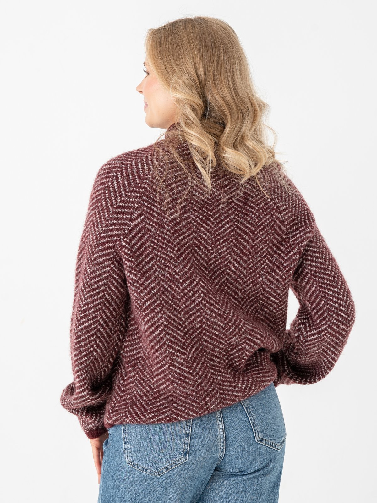 Vila Lory High Neck Long Sleeve Knit Top Port Royale / Eggnog Melange