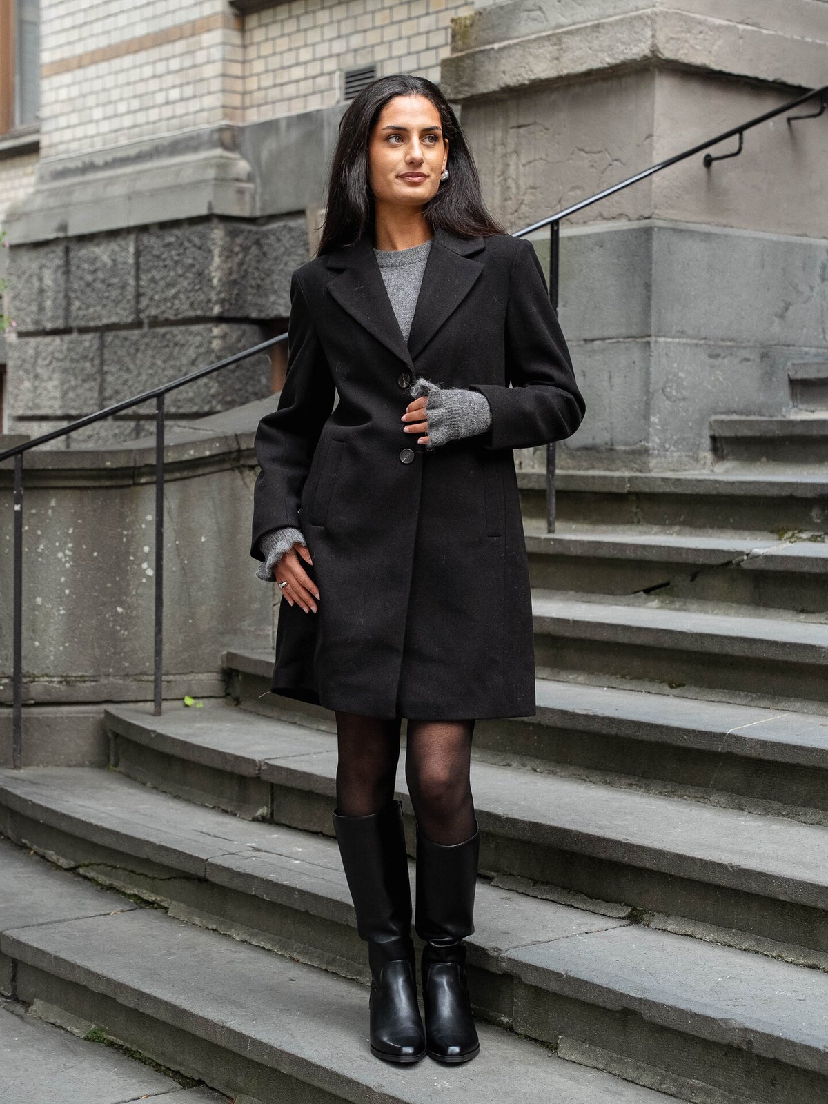 Vila Claudia Button Coat Black Beauty