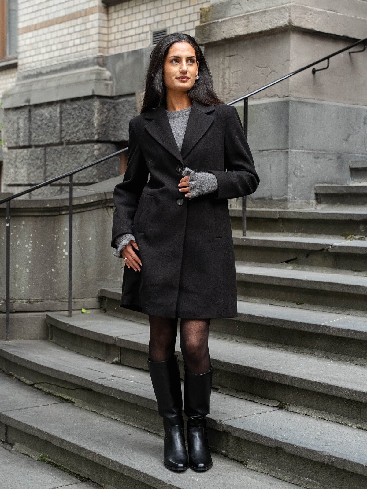 Vila Claudia Button Coat Black Beauty