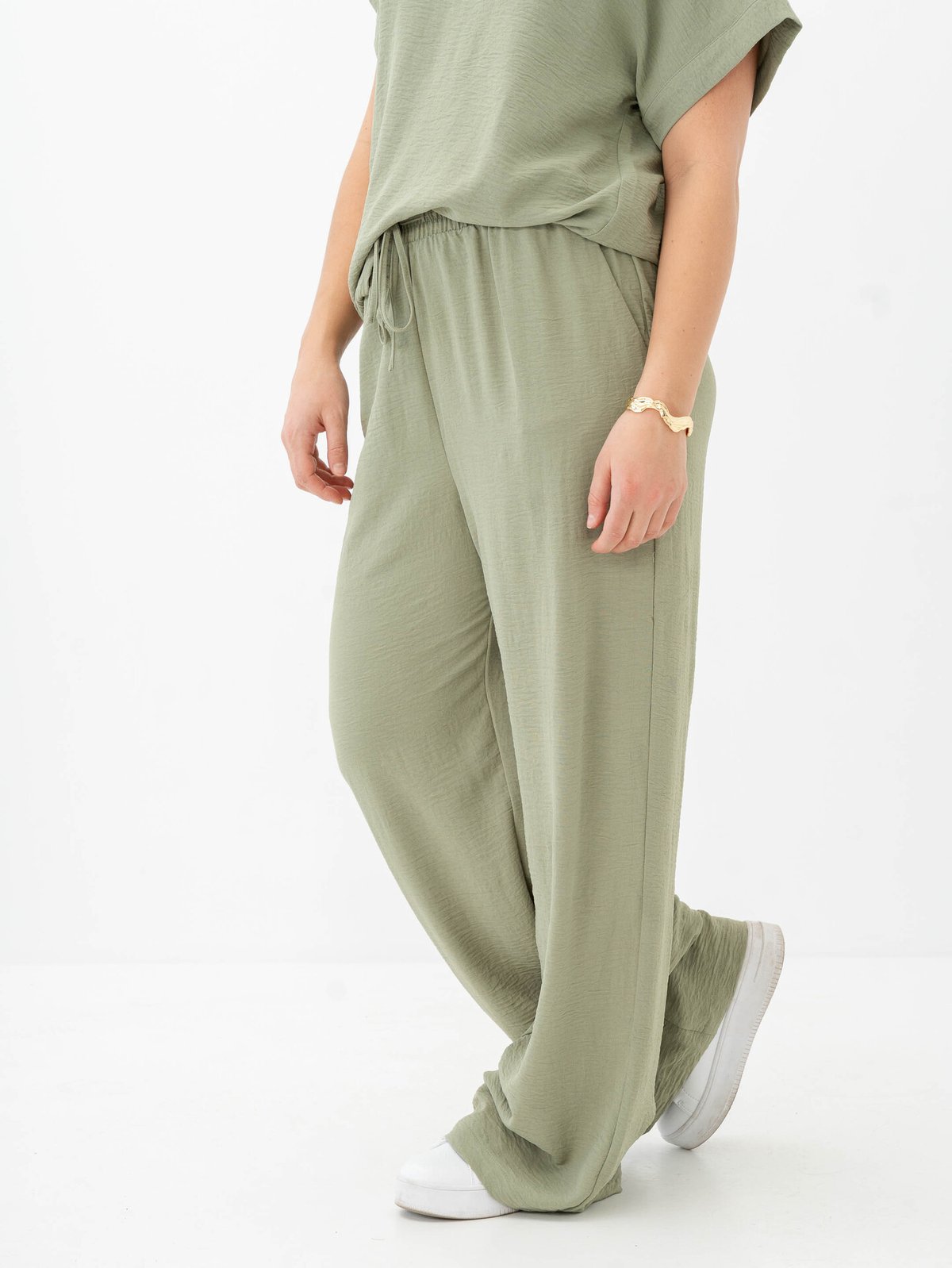 Vila Josa High Waist Wide Pants Oil Green