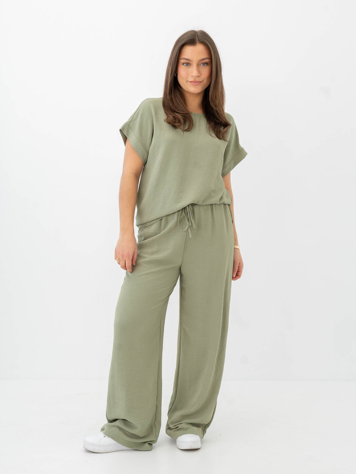 Vila Josa High Waist Wide Pants Oil Green
