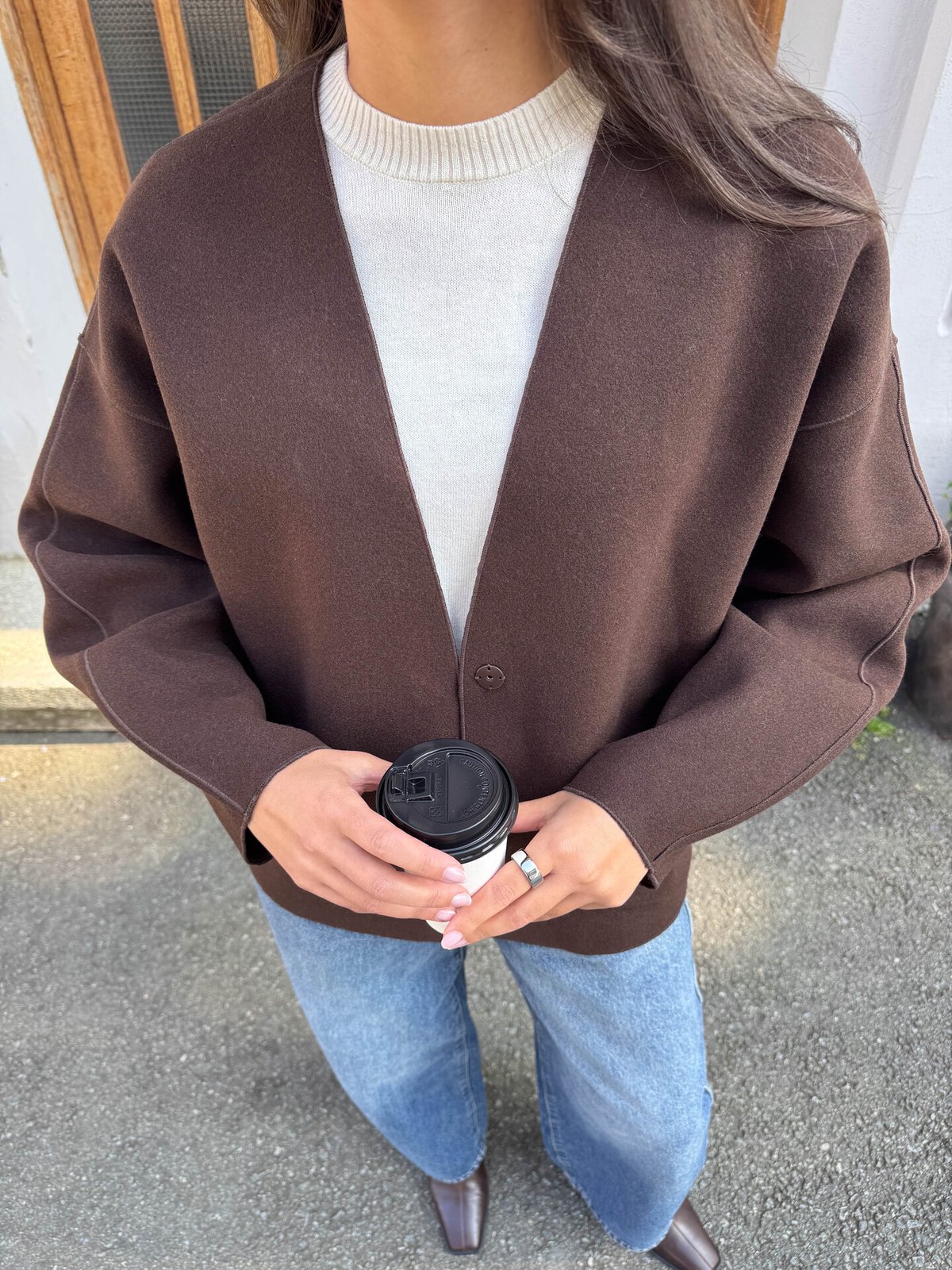 Vila Juice Loose Long Sleeve Jacket Coffee Bean