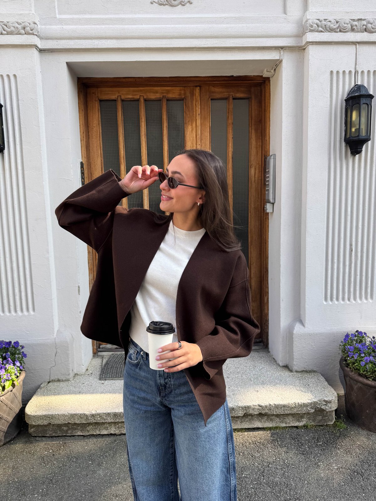Vila Juice Loose Long Sleeve Jacket Coffee Bean