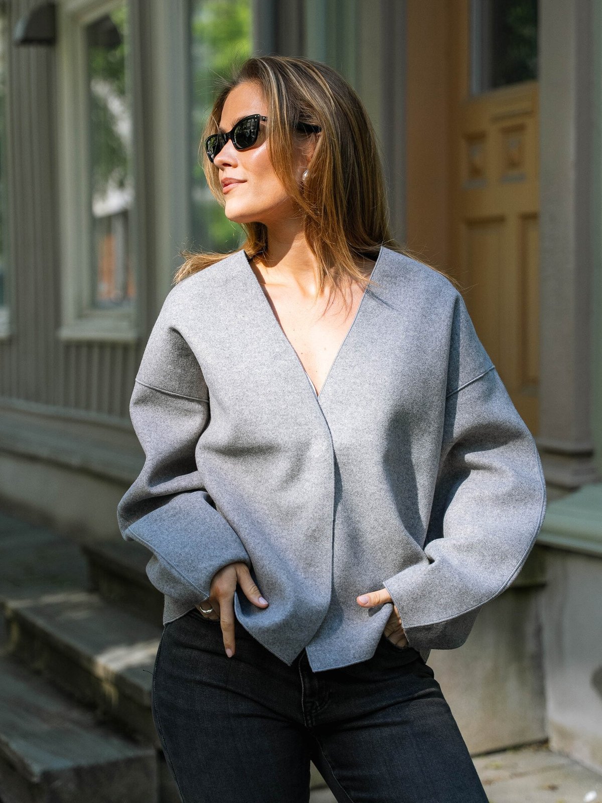 Vila Juice Loose Long Sleeve Jacket Medium Grey Melange