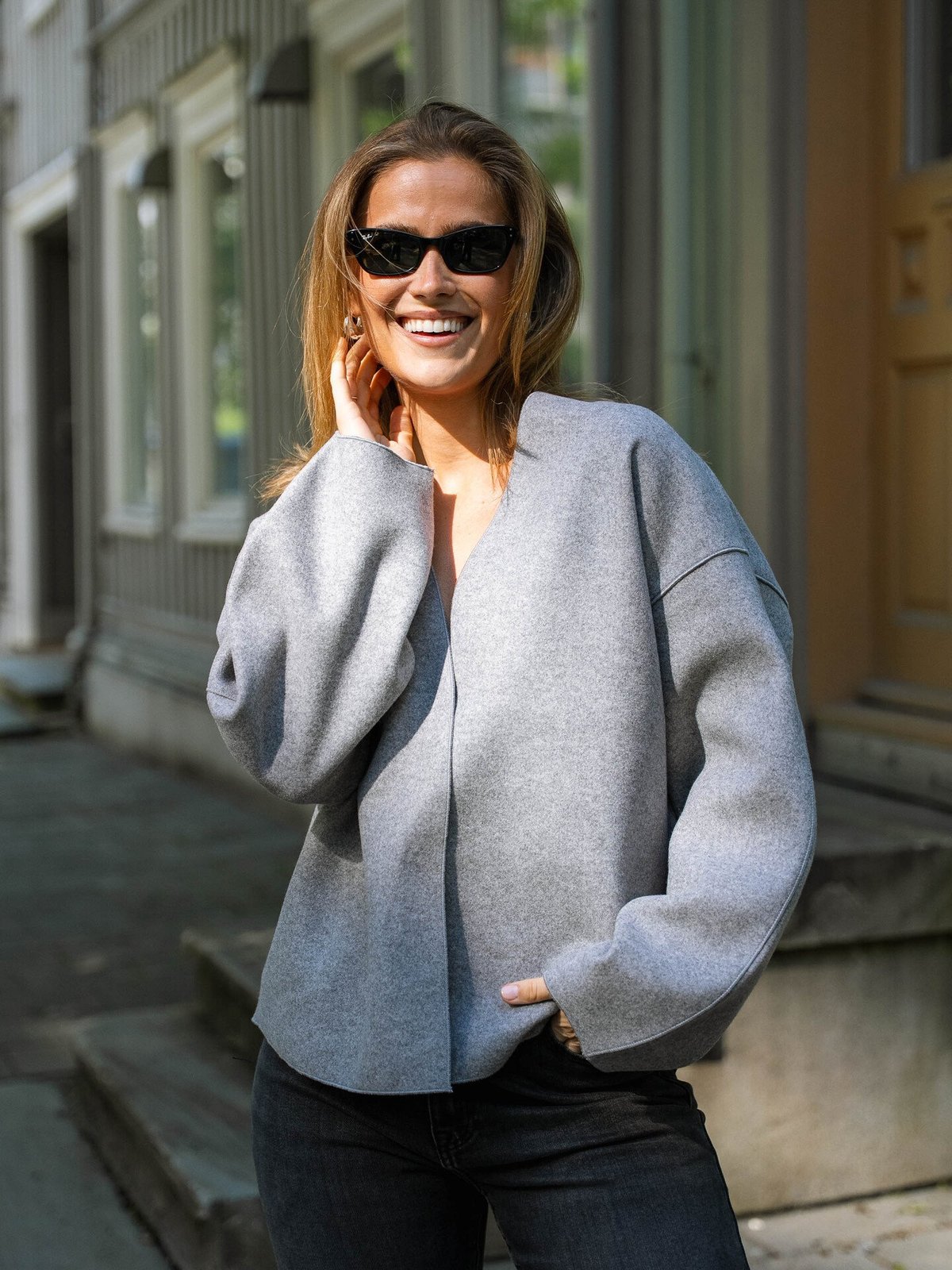 Vila Juice Loose Long Sleeve Jacket Medium Grey Melange