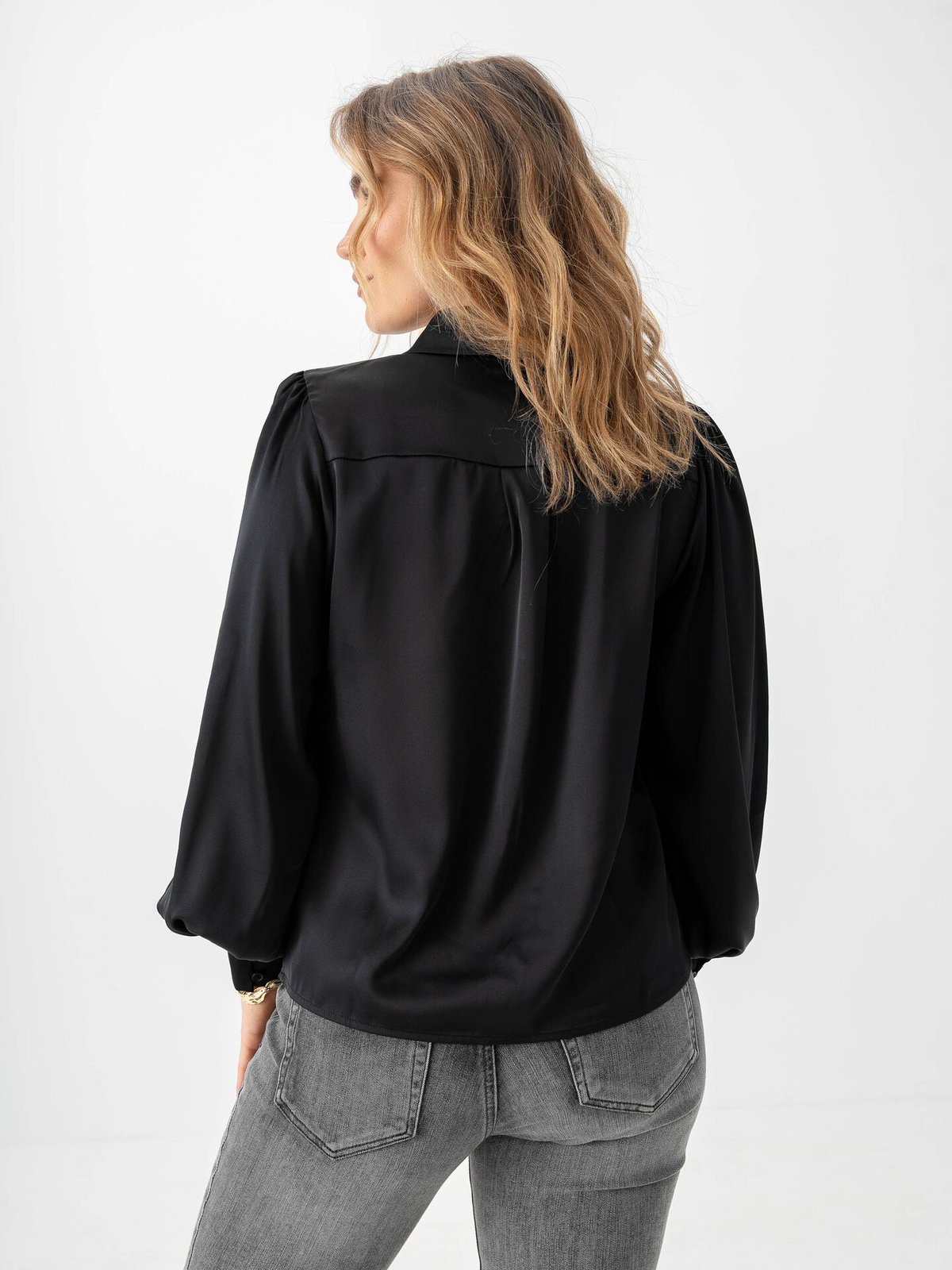 Vila Enna Ravenna Long Sleeve Balloon Shirt Black Beauty
