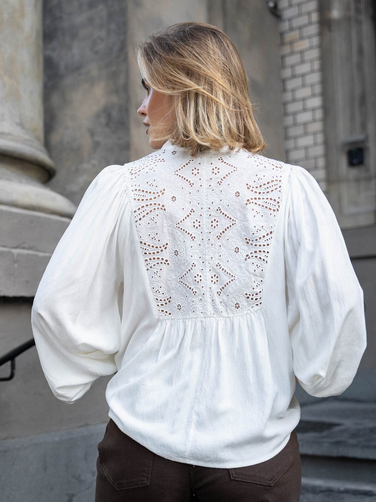 Vila Tyra L/S Lace Top Snow White