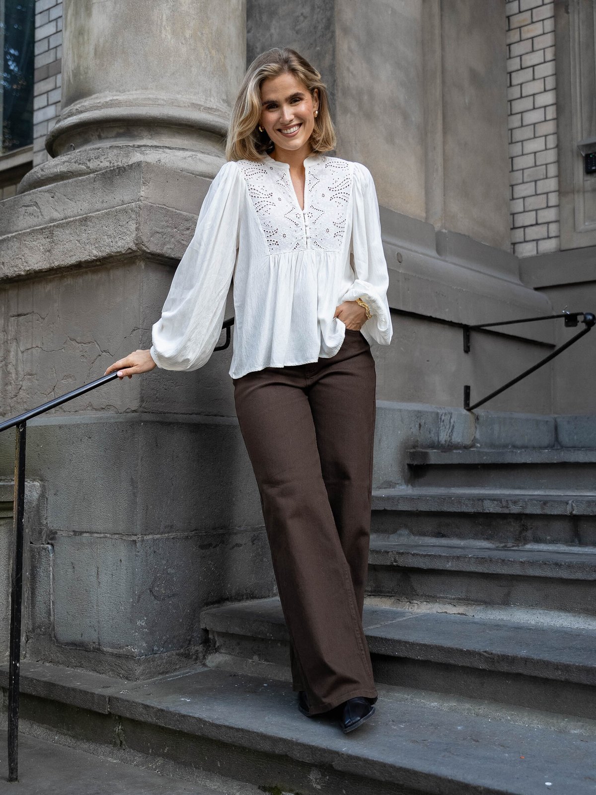 Vila Tyra L/S Lace Top Snow White