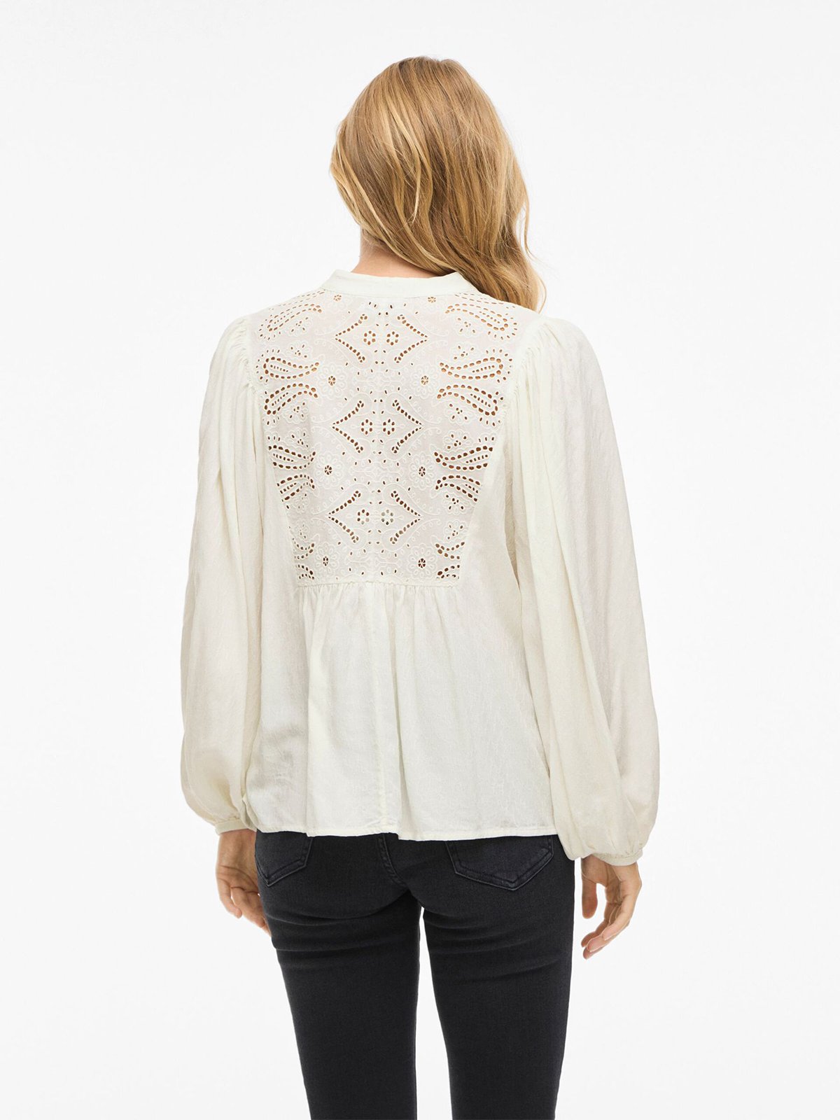 Vila Tyra L/S Lace Top Snow White
