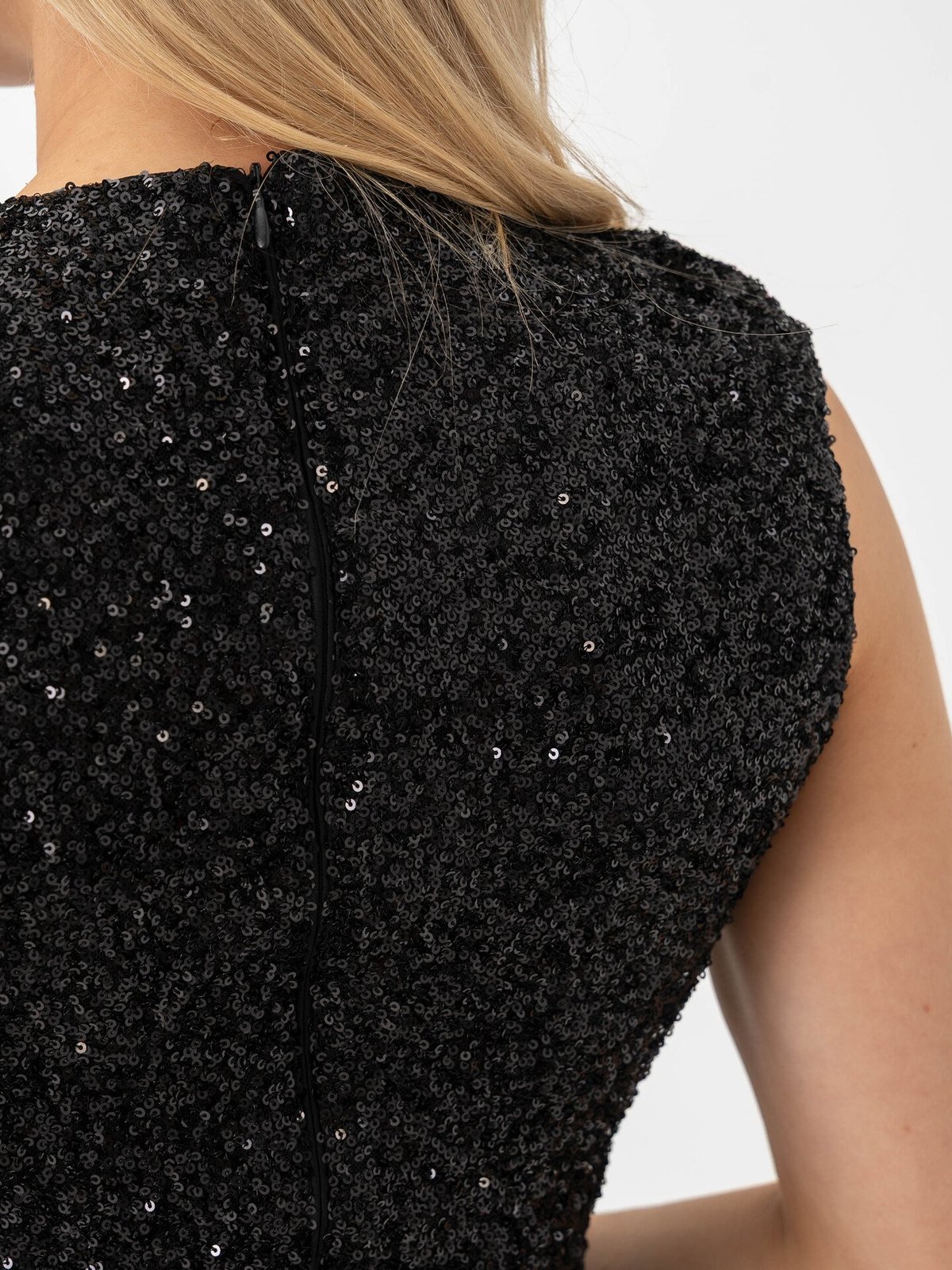 Vila Kaiya Sleeveless O-Neck Short Sequin Dress Black Beauty