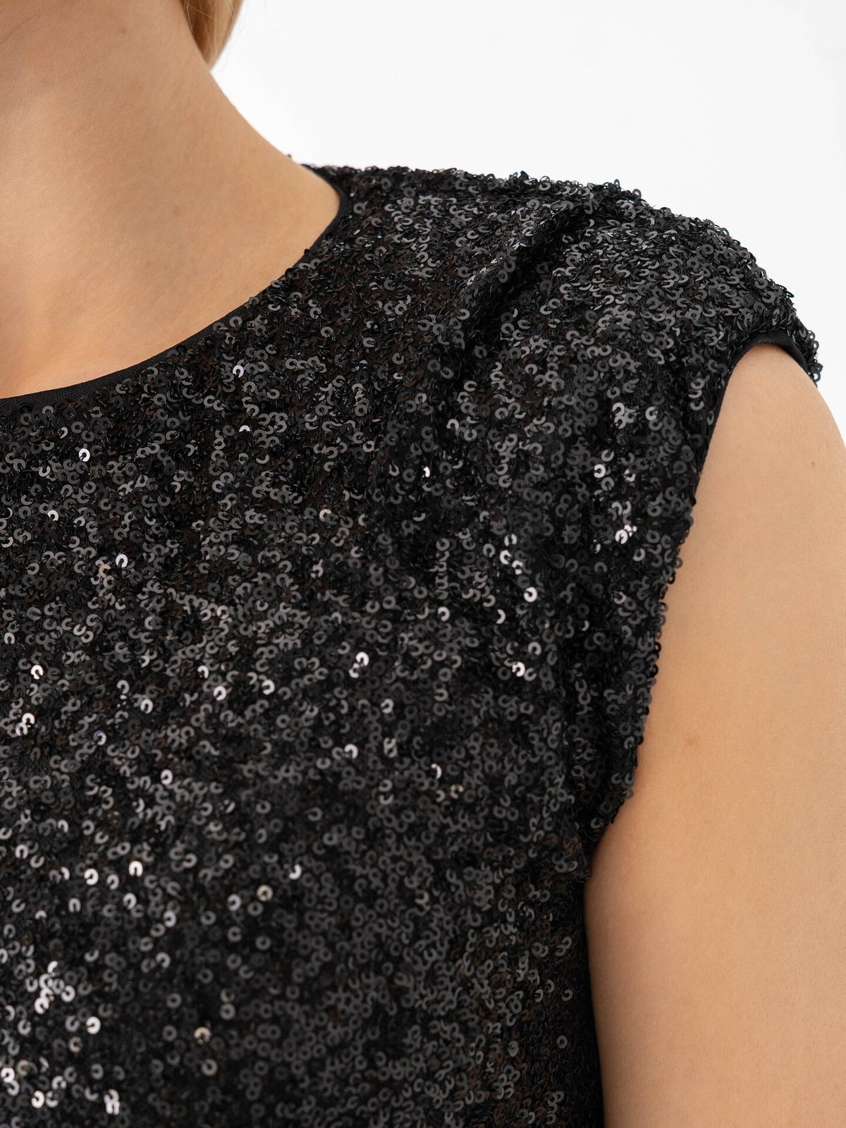 Vila Kaiya Sleeveless O-Neck Short Sequin Dress Black Beauty