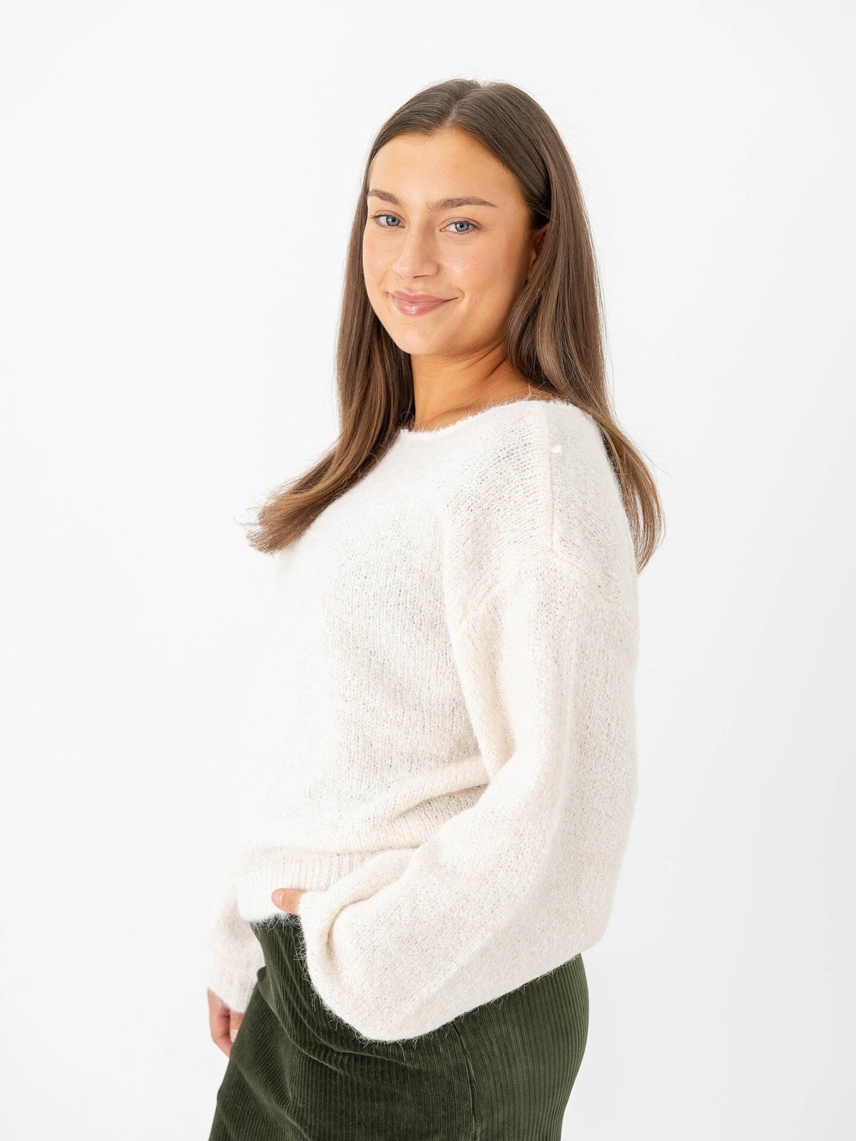 Vila Marley Long Sleeve Knit Pullover Egret MELANGE