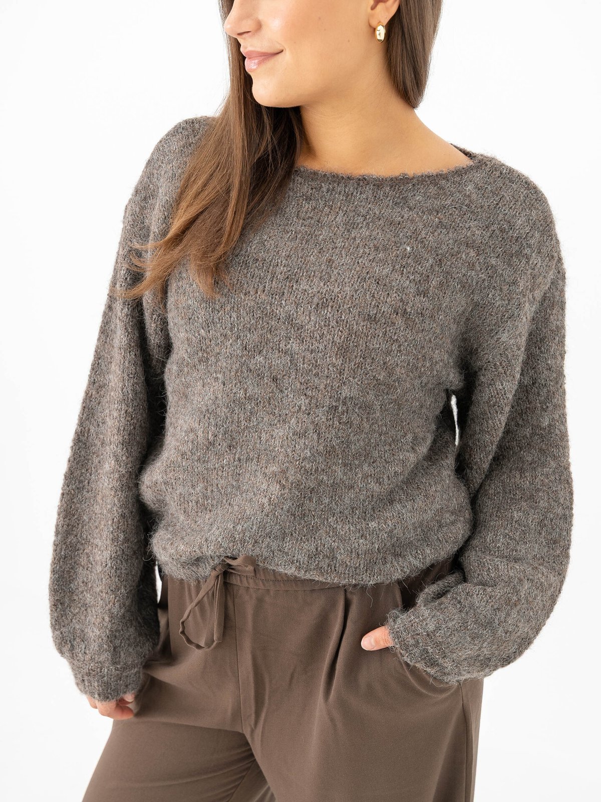 Vila Marley Long Sleeve Knit Pullover Falcon MELANGE