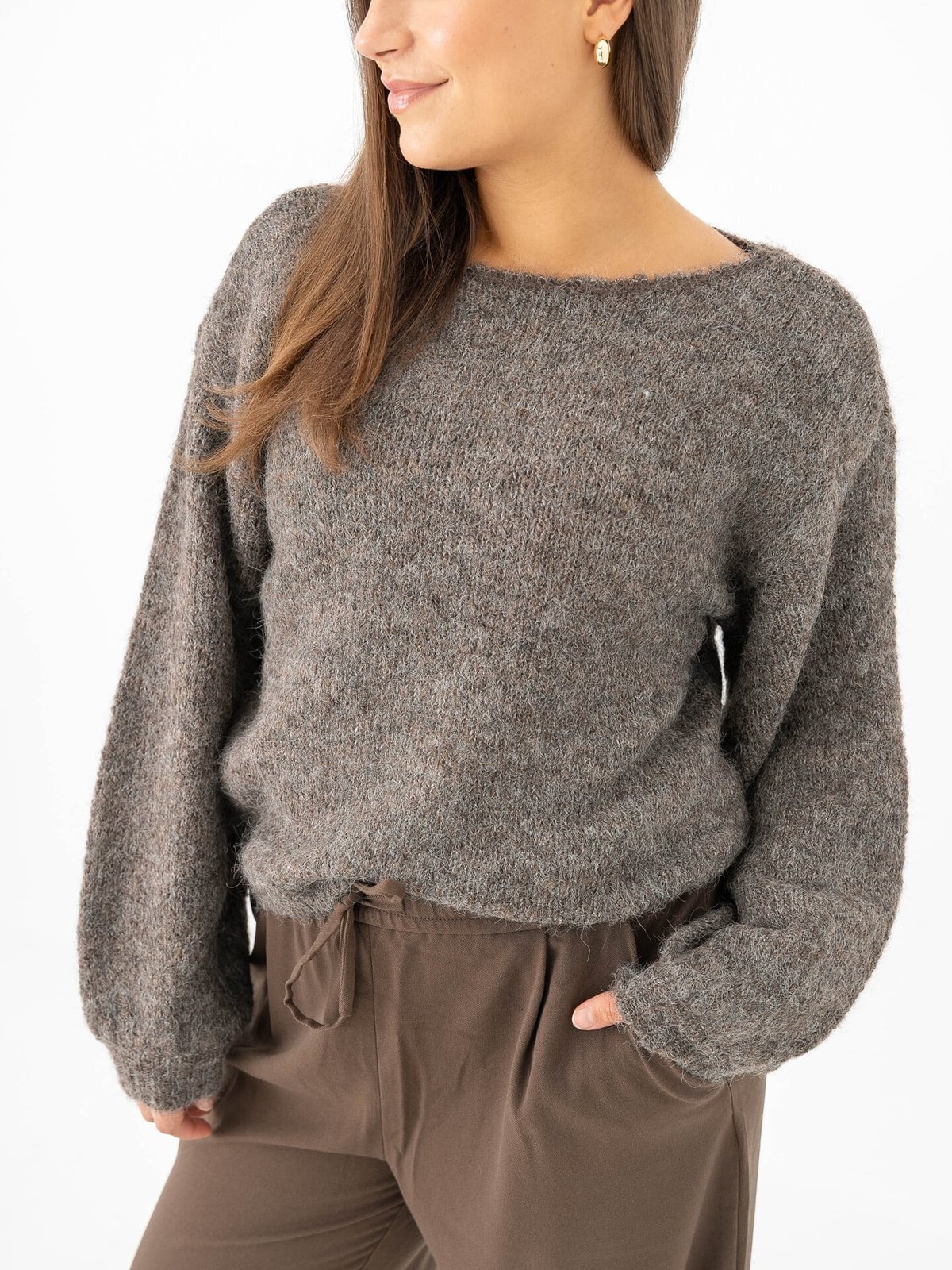 Vila Marley Long Sleeve Knit Pullover Falcon MELANGE