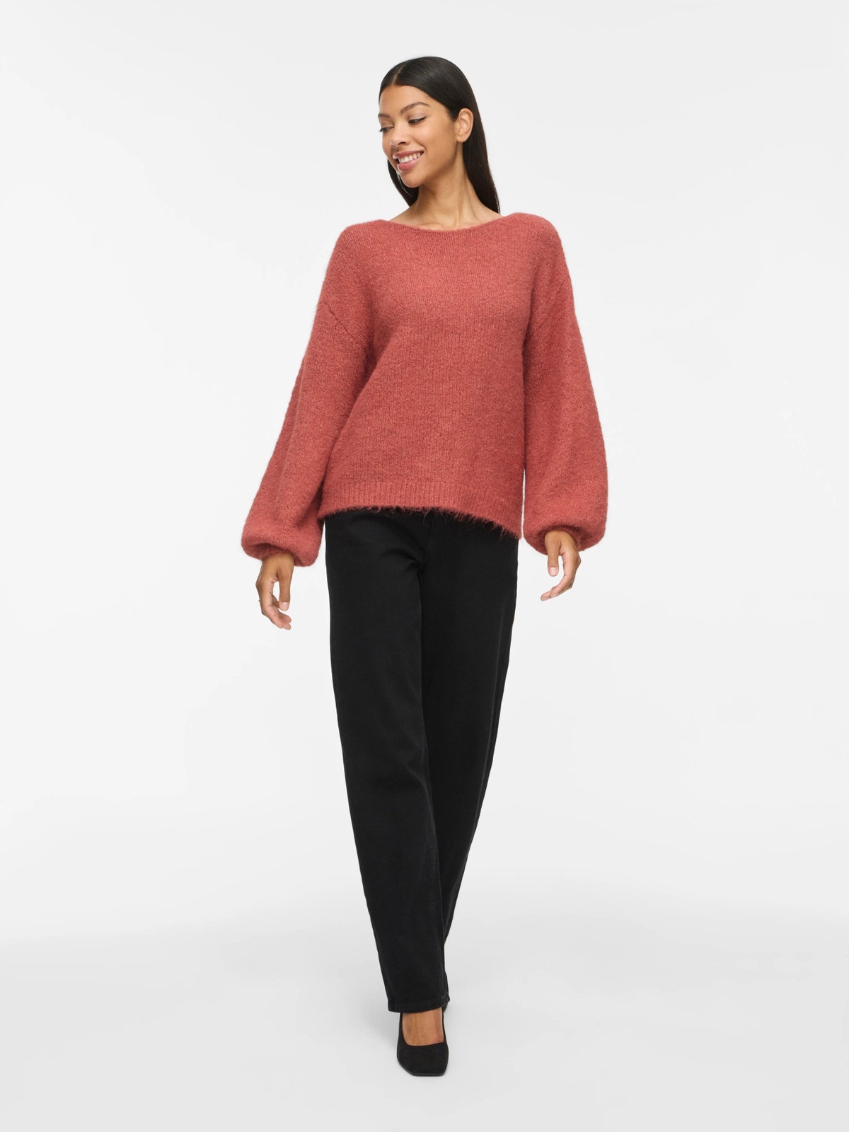 Vila Marley Long Sleeve Knit Pullover Marsala Melange