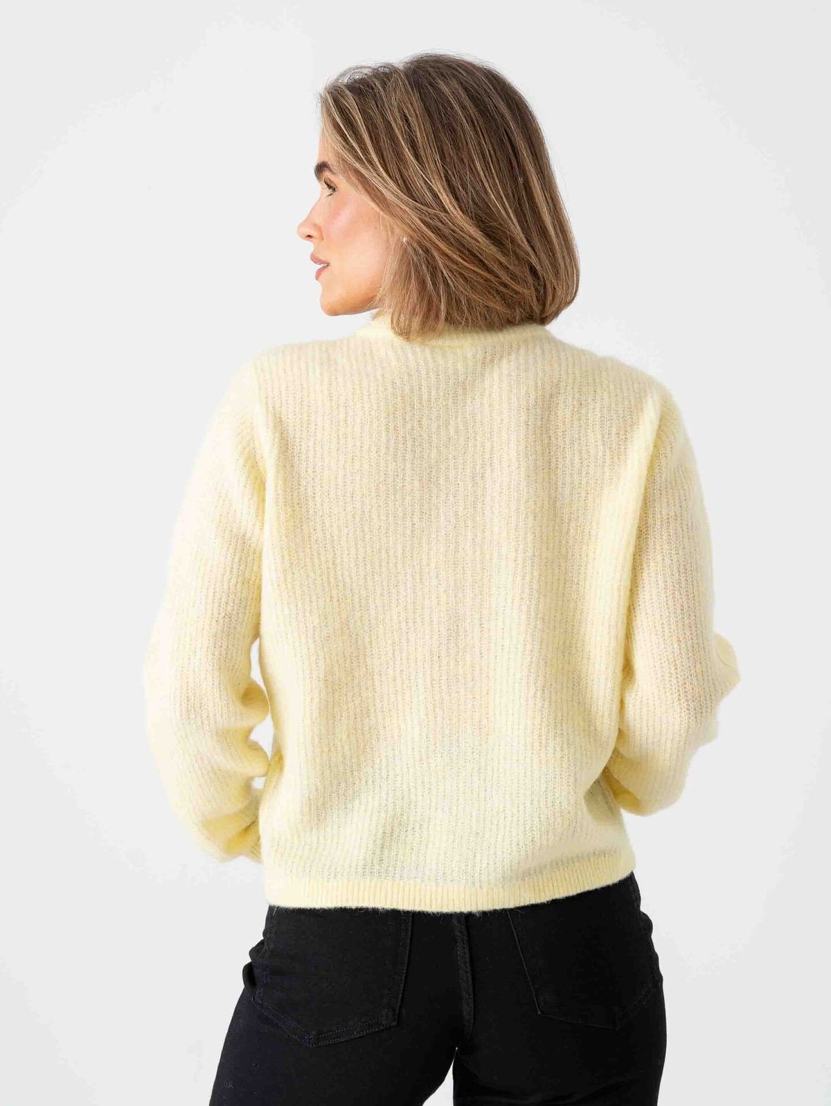 Vila Lory O-Neck Long Sleeve Knit Cardigan Pastel Yellow Melange