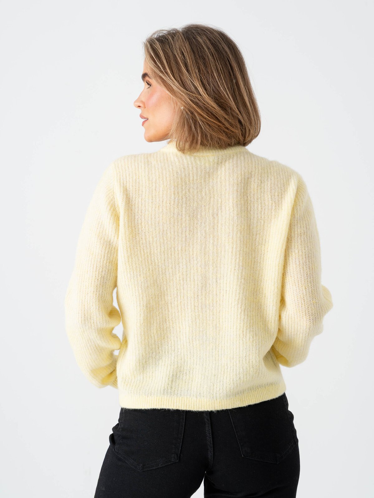 Vila Lory O-Neck Long Sleeve Knit Cardigan Pastel Yellow Melange
