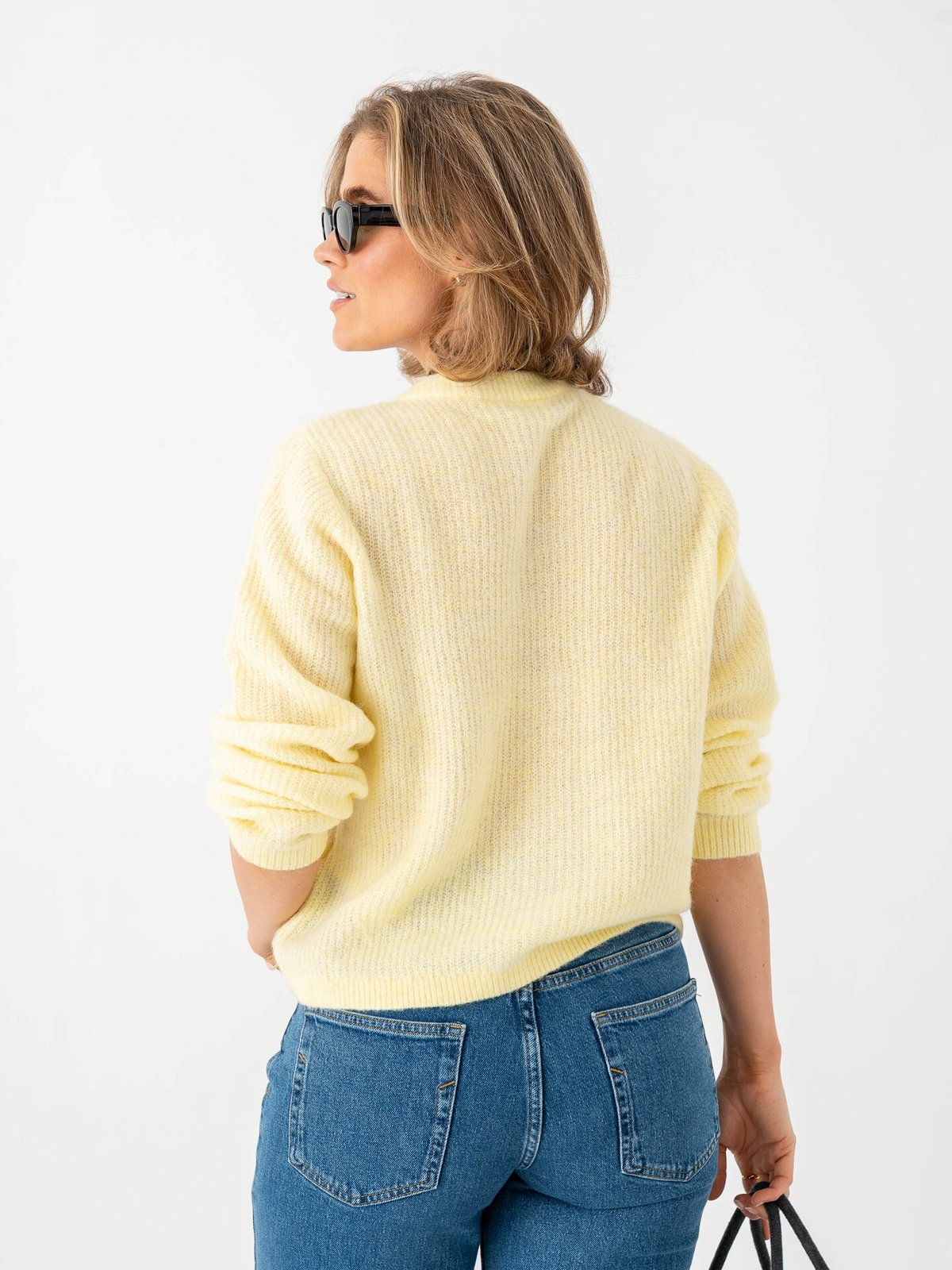 Vila Lory O-Neck Long Sleeve Knit Cardigan Pastel Yellow Melange