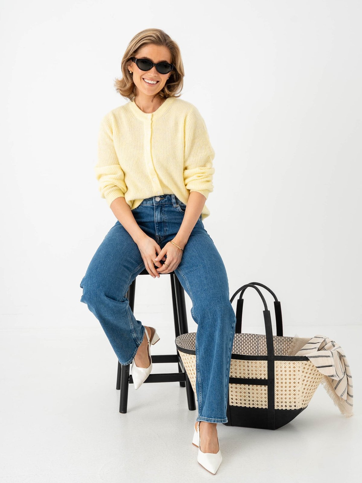 Vila Lory O-Neck Long Sleeve Knit Cardigan Pastel Yellow Melange