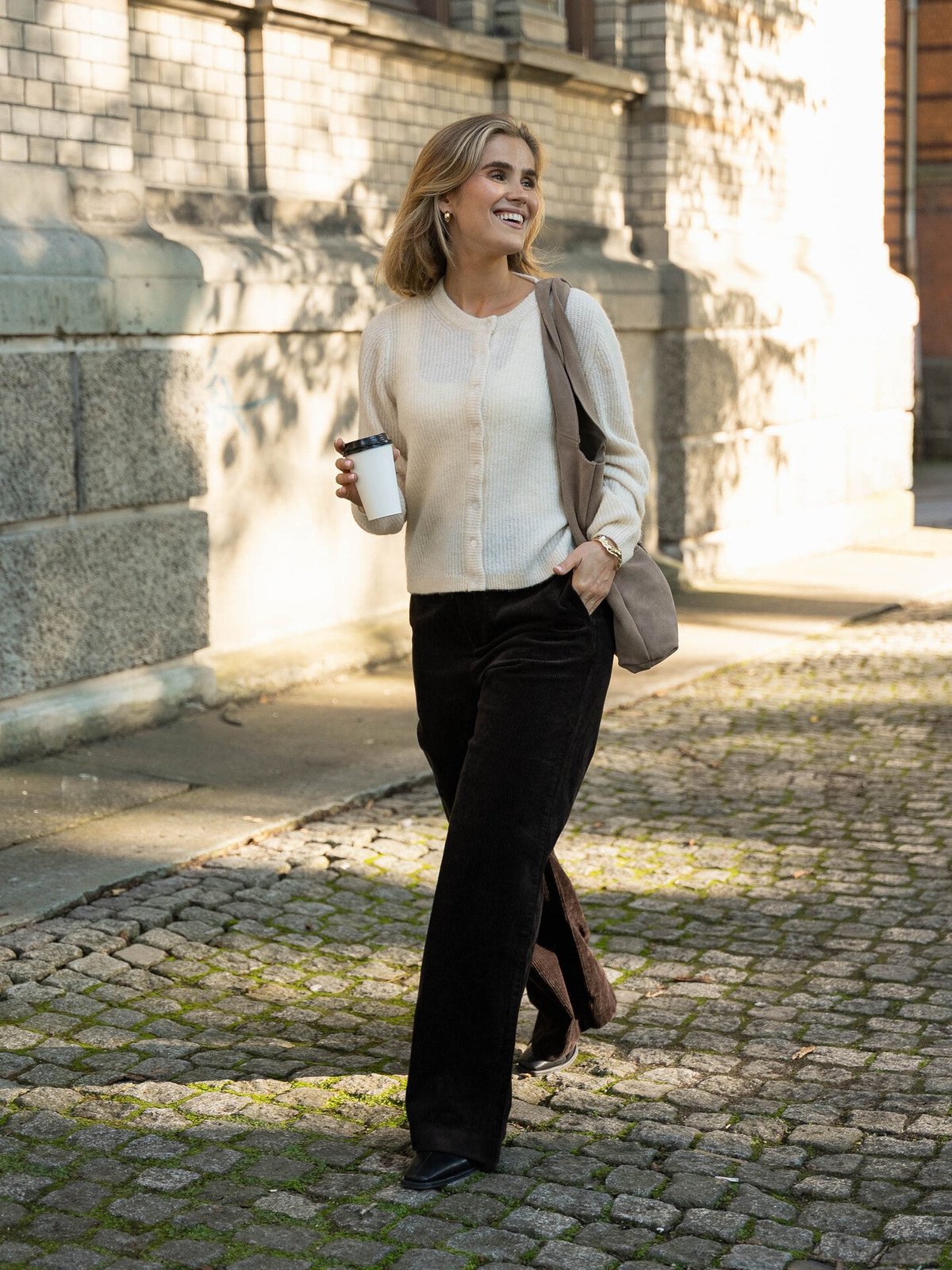 Vila Lory O-Neck Long Sleeve Knit Cardigan Sandshell Melange