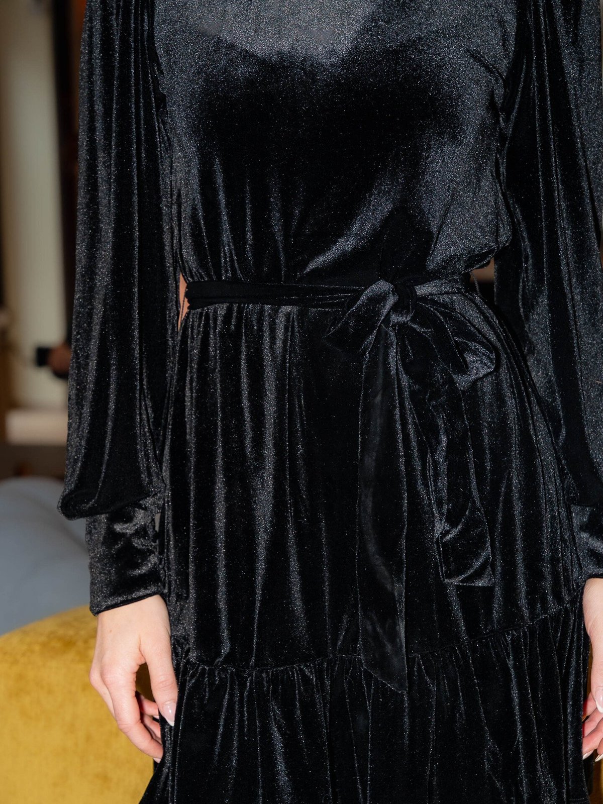 Vila Emily Long Sleeve O-Neck Dress Black Beauty