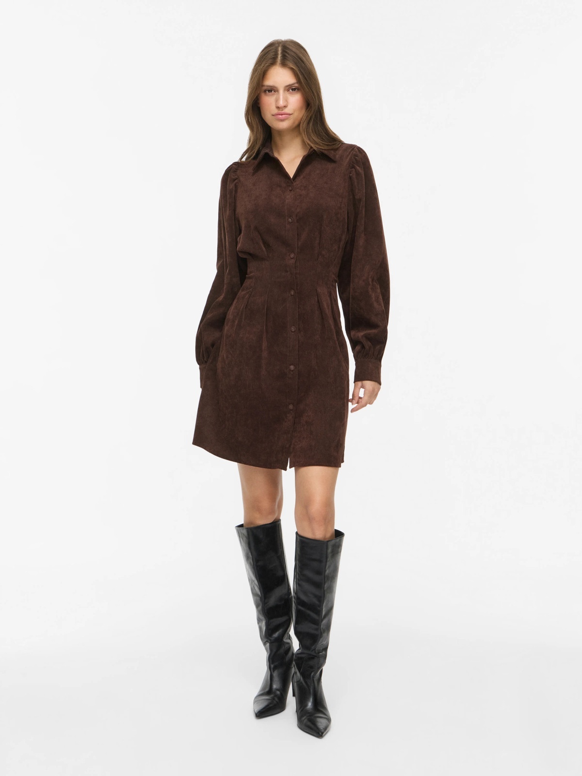 Vila Cordu Long Sleeve Shirt Dress Coffee Bean
