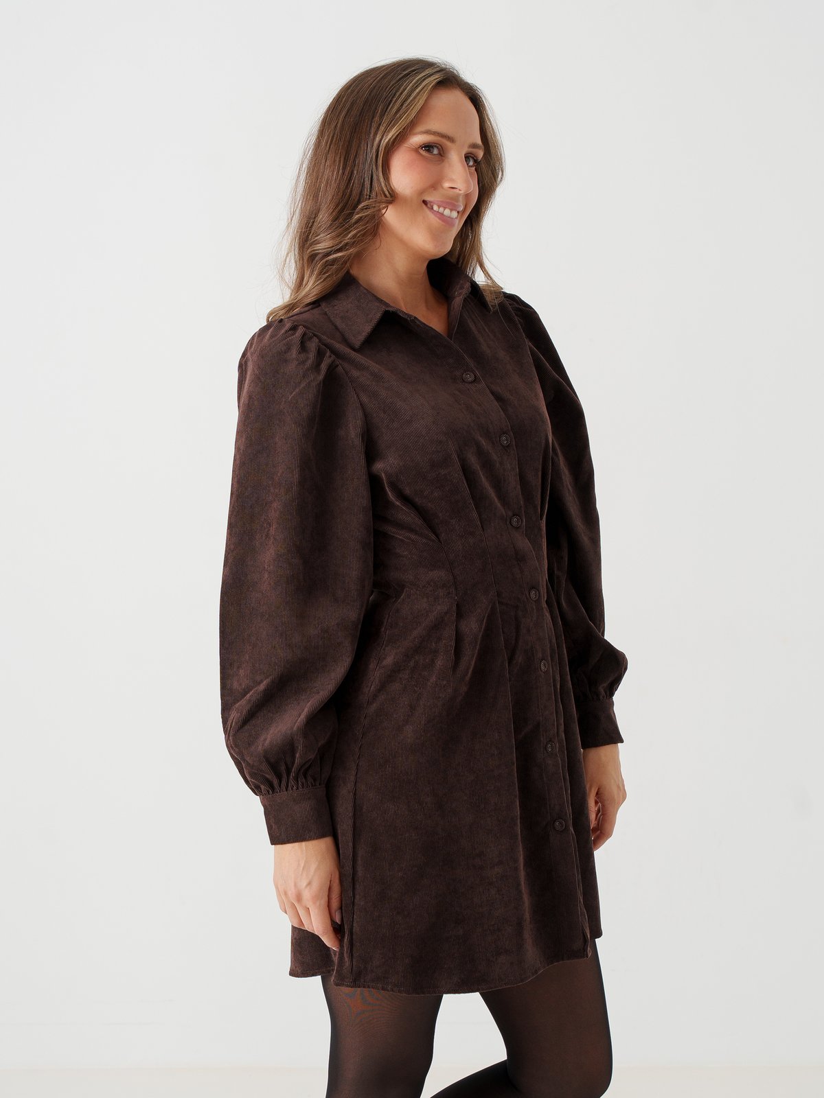 Vila Cordu Long Sleeve Shirt Dress Coffee Bean