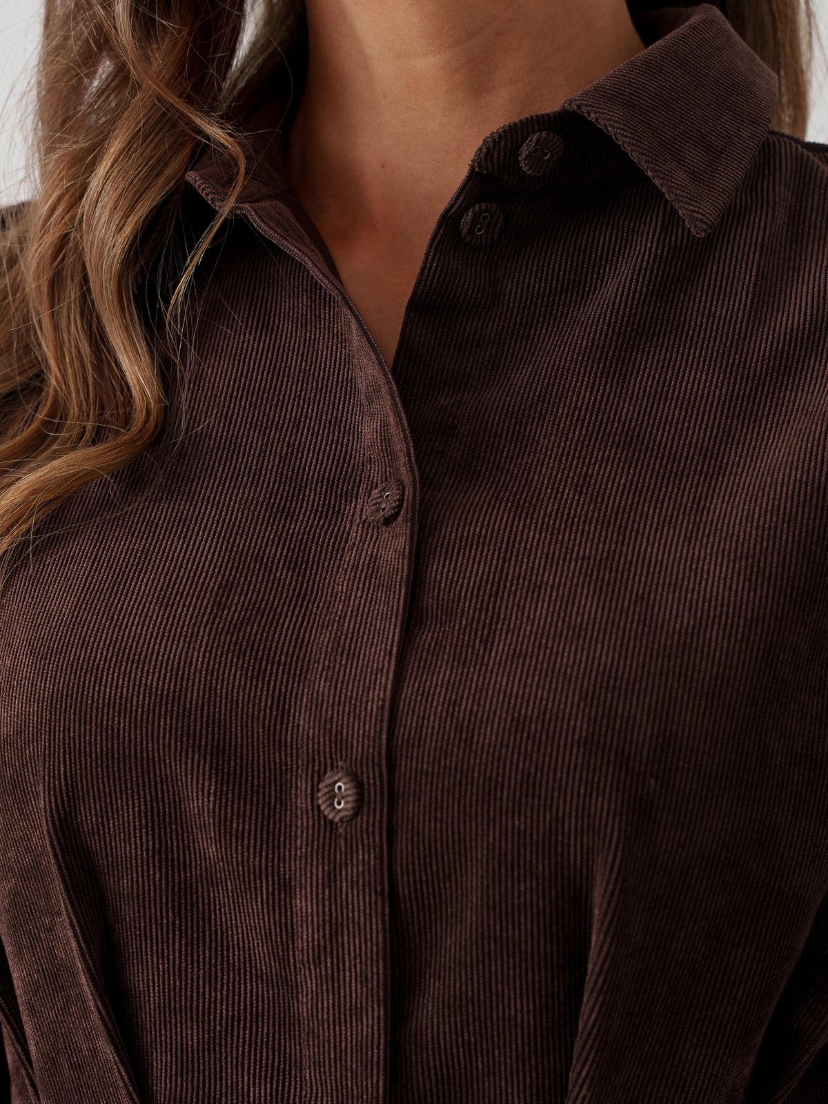 Vila Cordu Long Sleeve Shirt Dress Coffee Bean