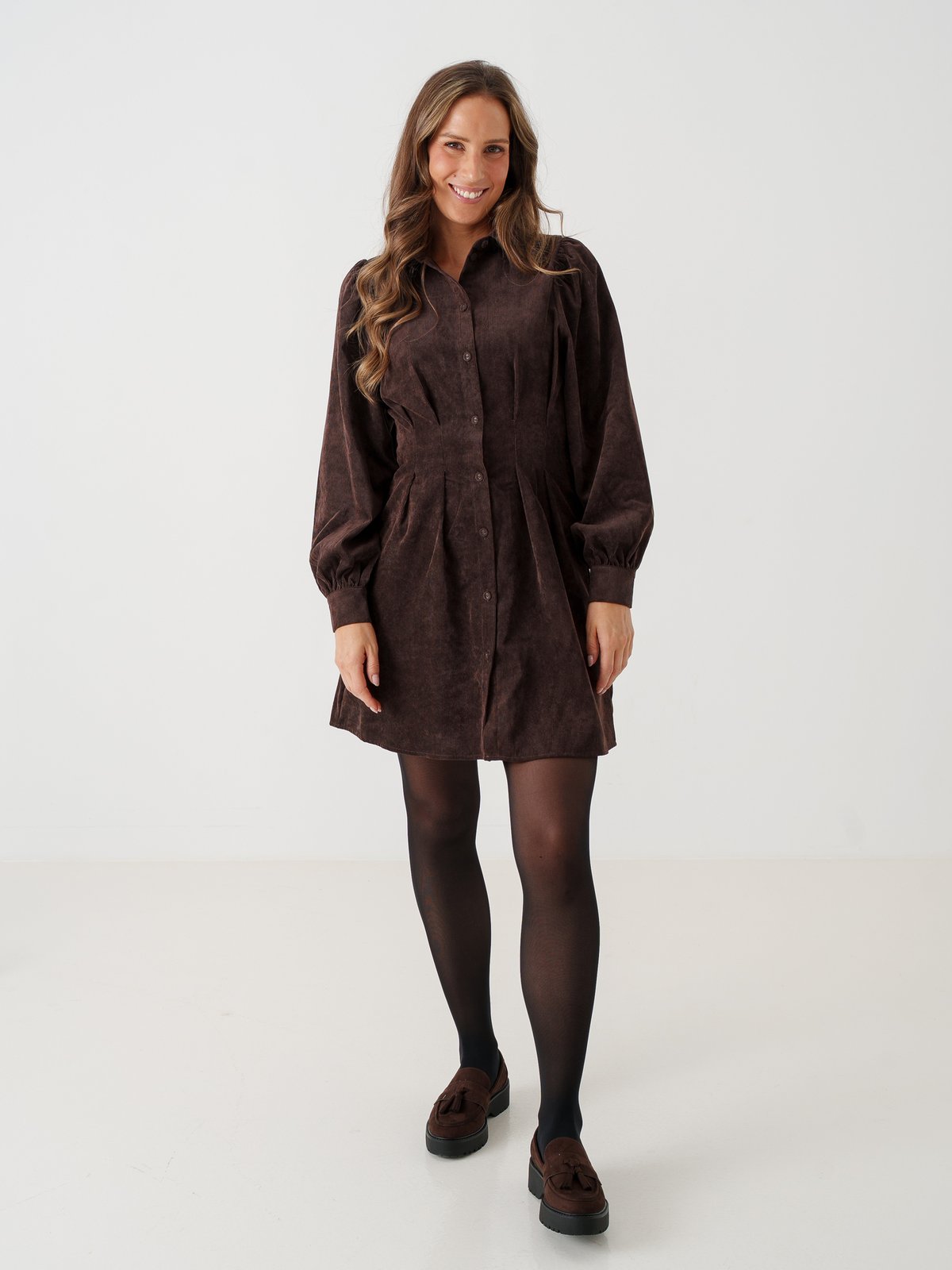 Vila Cordu Long Sleeve Shirt Dress Coffee Bean