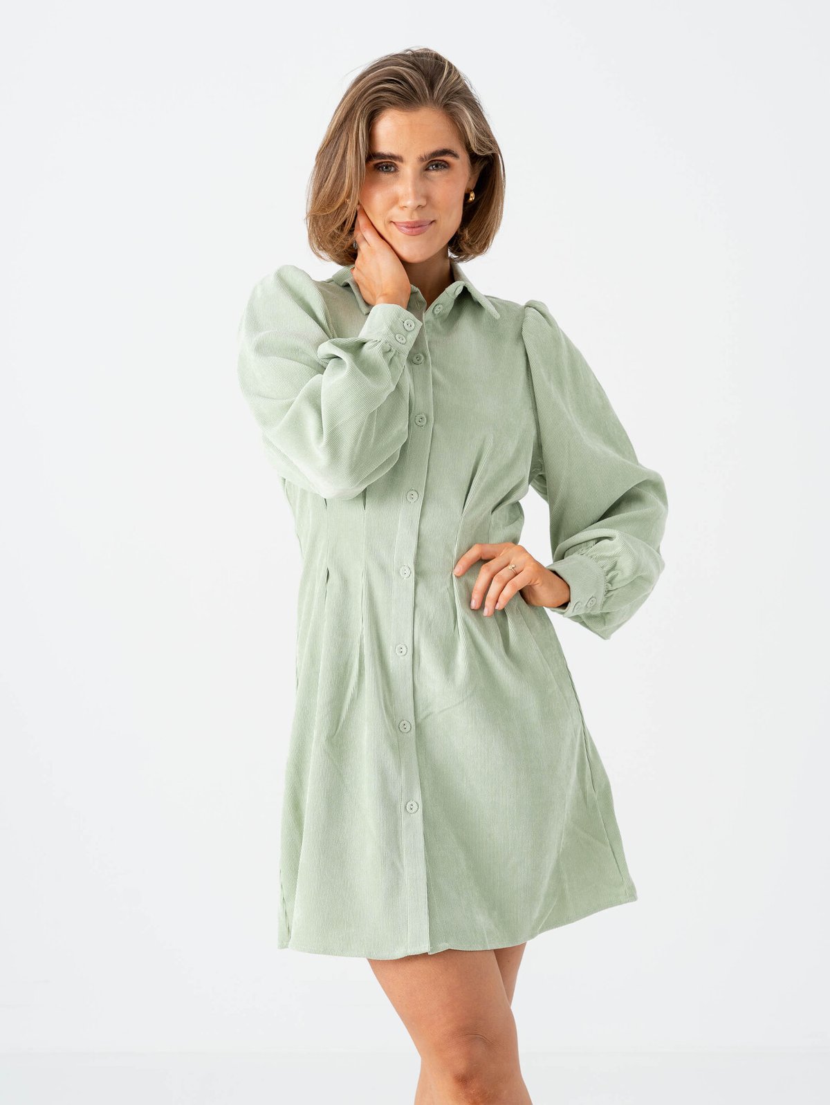 Vila Cordu Long Sleeve Shirt Dress Smoke Green