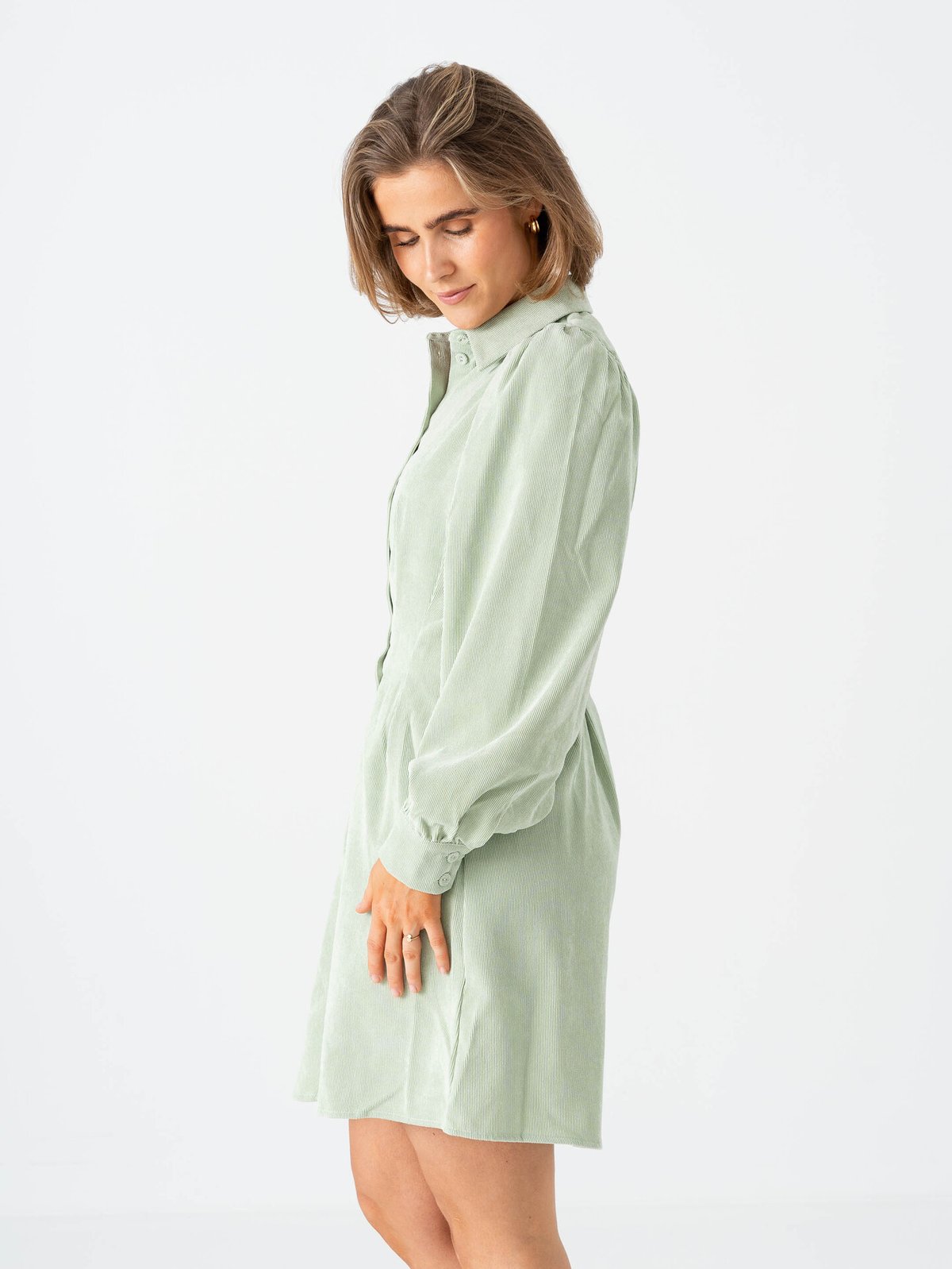 Vila Cordu Long Sleeve Shirt Dress Smoke Green