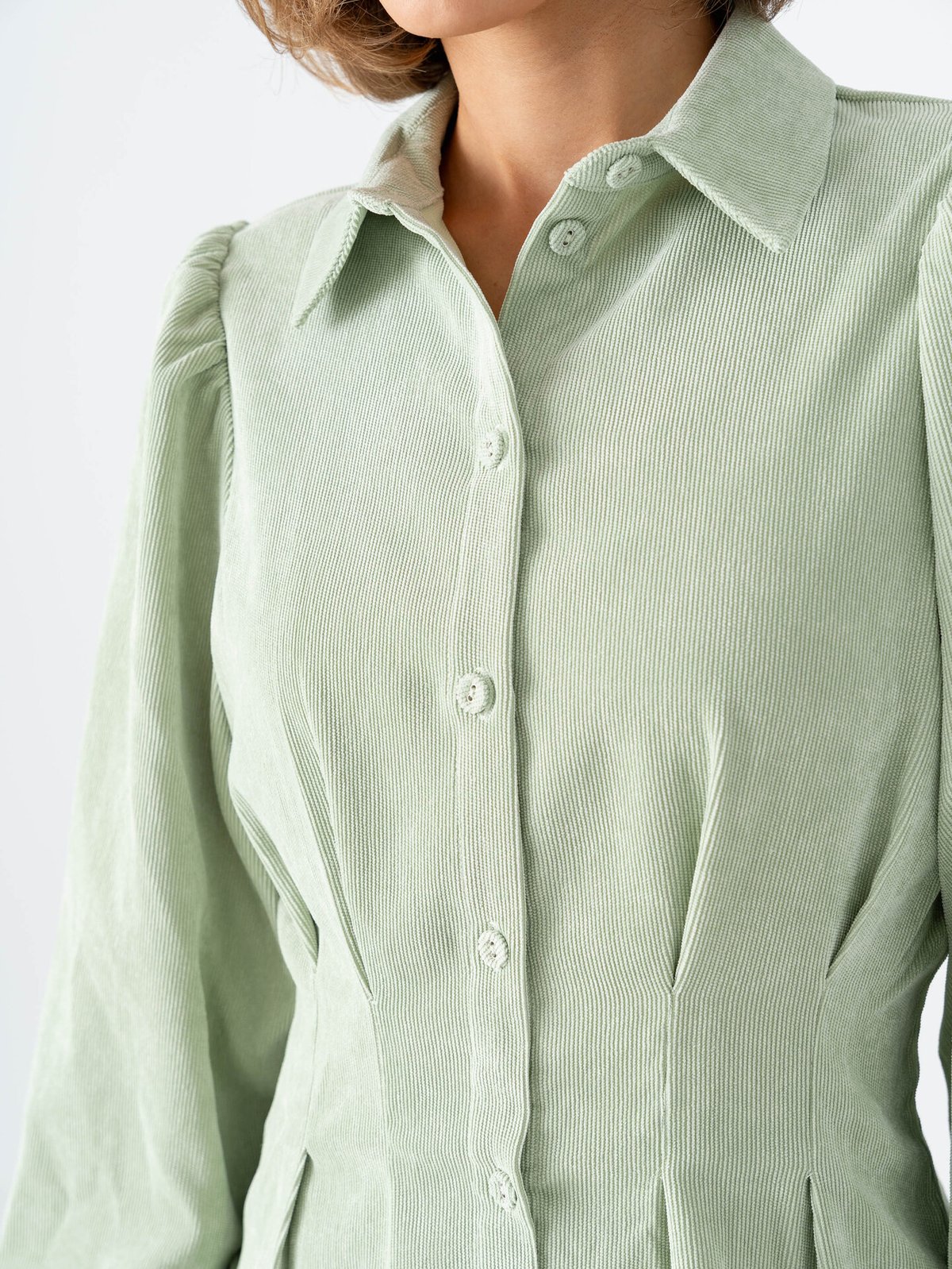 Vila Cordu Long Sleeve Shirt Dress Smoke Green