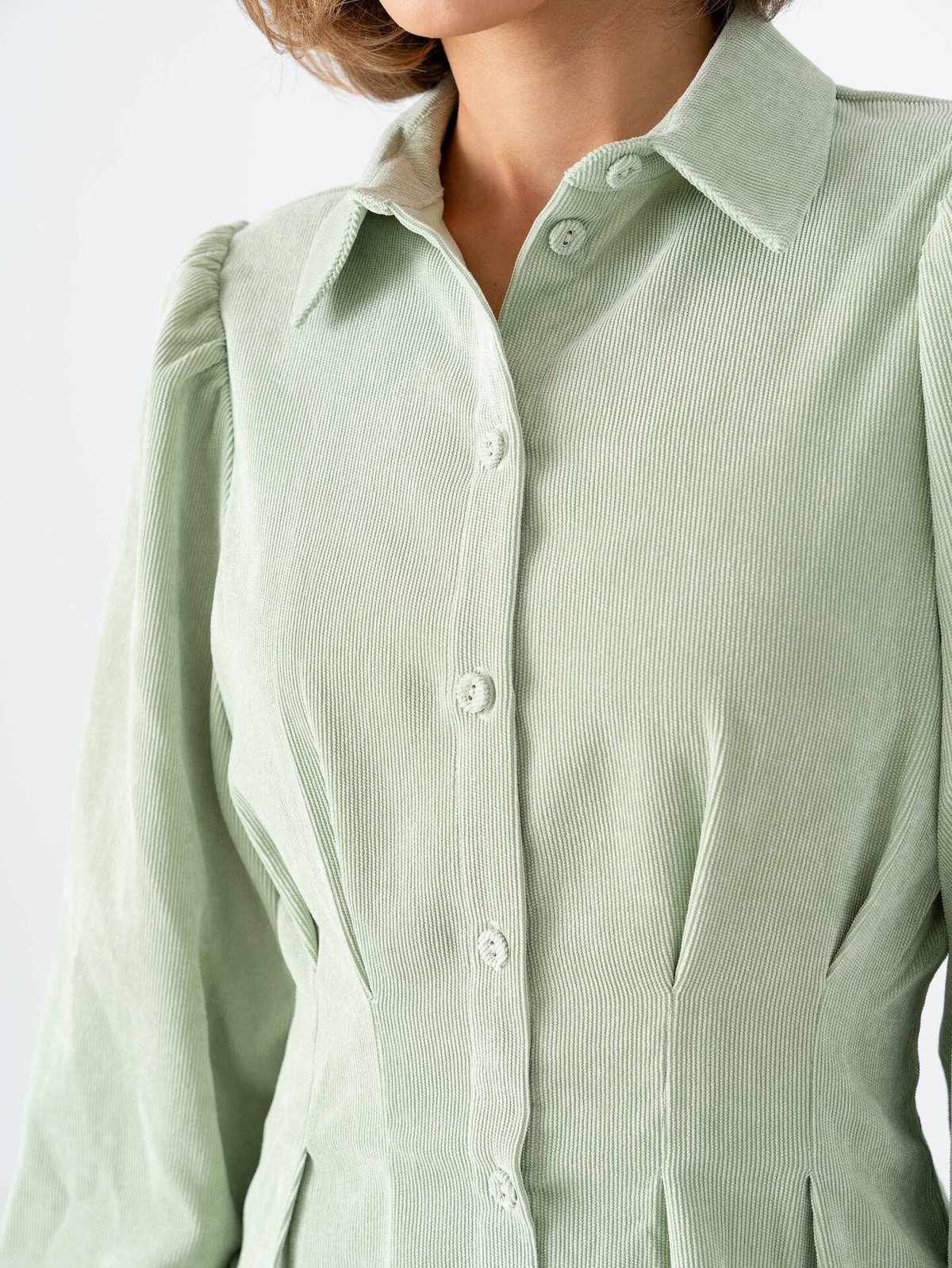 Vila Cordu Long Sleeve Shirt Dress Smoke Green