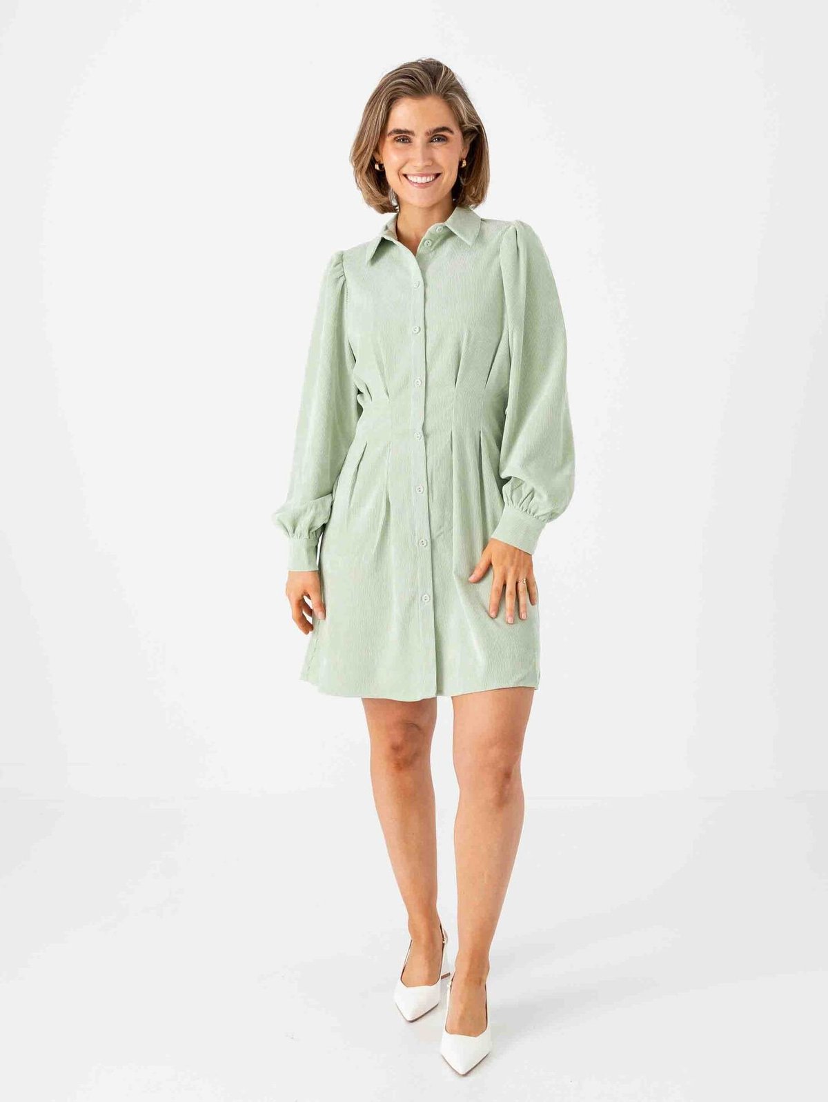 Vila Cordu Long Sleeve Shirt Dress Smoke Green