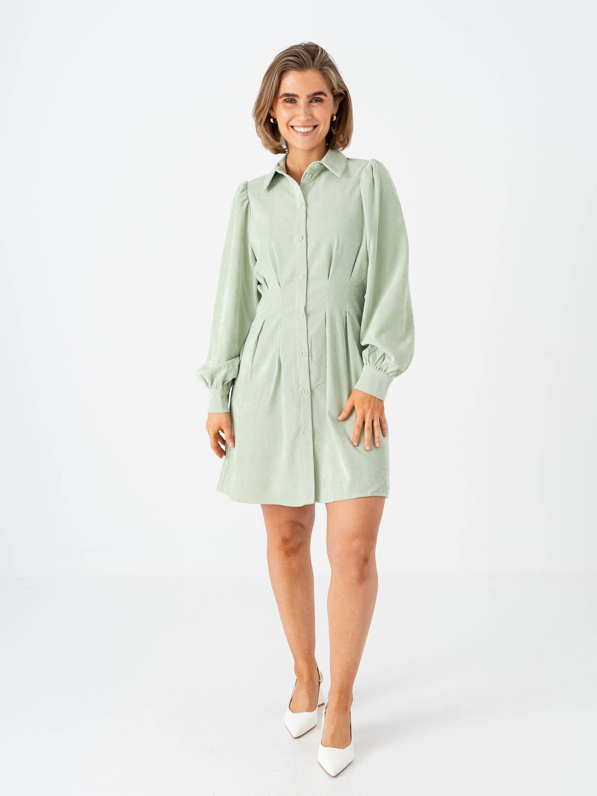 Vila Cordu Long Sleeve Shirt Dress Smoke Green