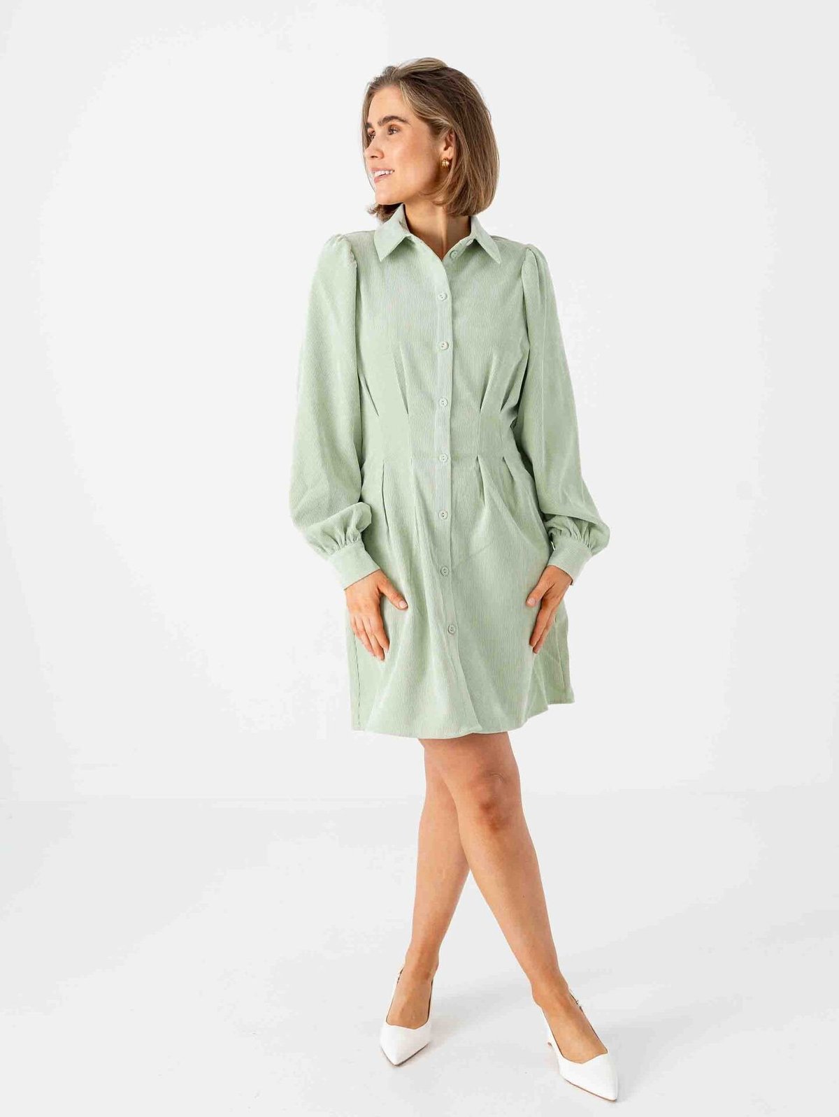 Vila Cordu Long Sleeve Shirt Dress Smoke Green