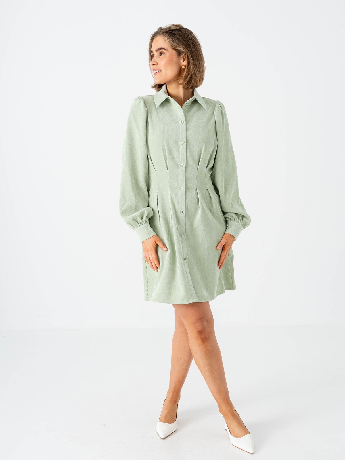 Vila Cordu Long Sleeve Shirt Dress Smoke Green