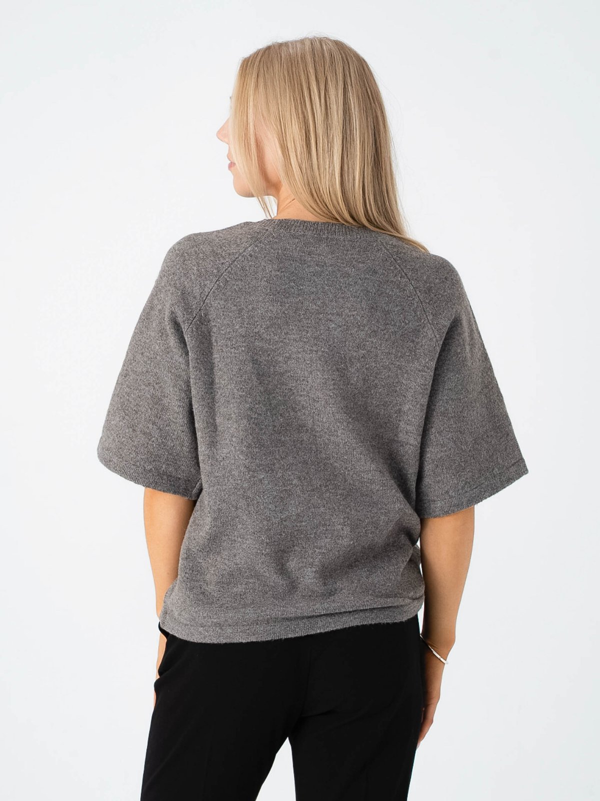 Vila Liga 2/4 O-Neck Knit Top Falcon Melange