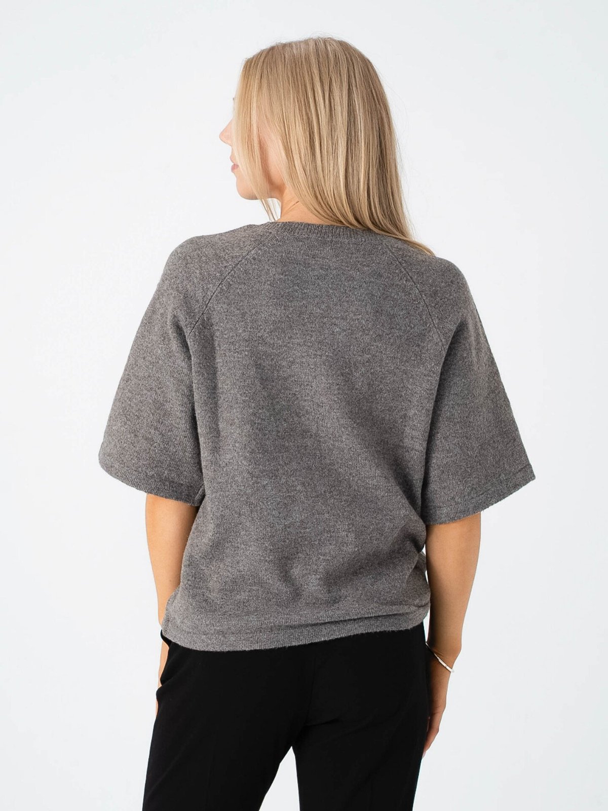 Vila Liga 2/4 O-Neck Knit Top Falcon Melange