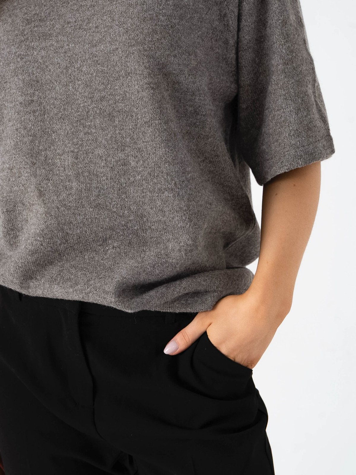 Vila Liga 2/4 O-Neck Knit Top Falcon Melange