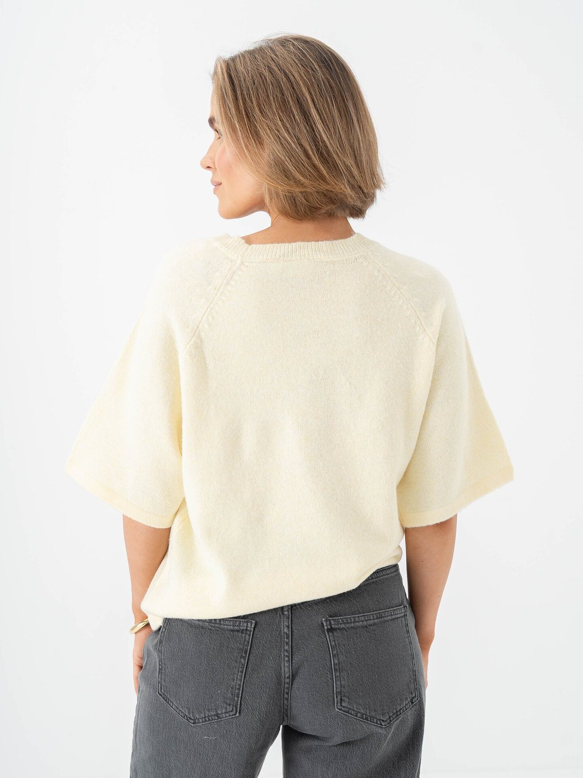 Vila Liga 2/4 O-Neck Knit Top Pastel Yellow