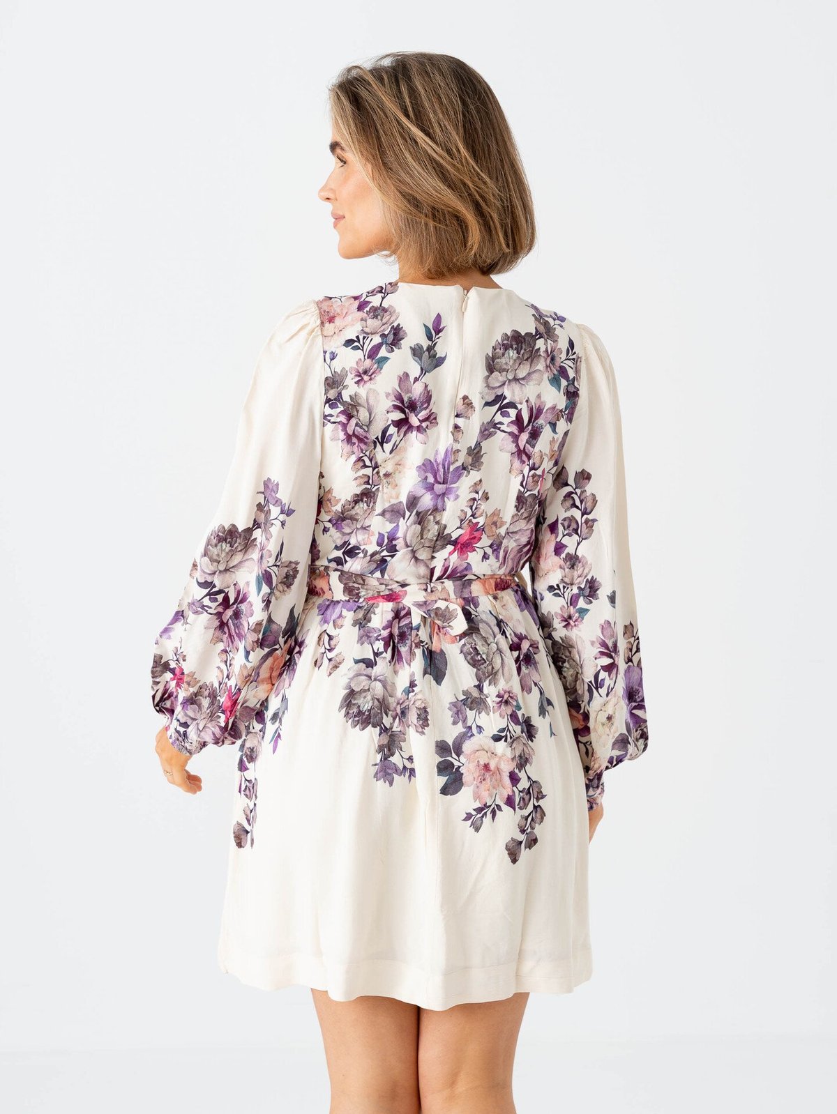 Vila Sofila Pla O-Neck Long Sleeve Short Dress Snow White