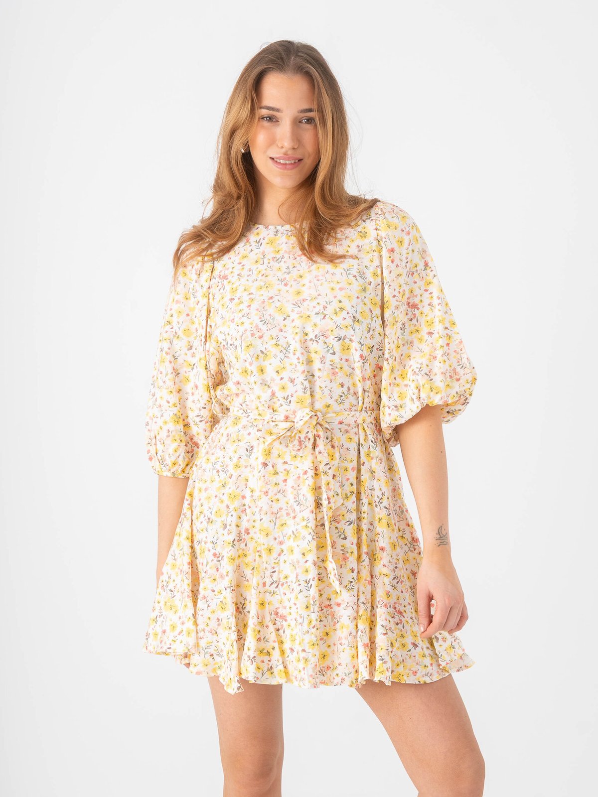 Vila Guaca Fel O-Neck 3/4 Short Dress Yarrow