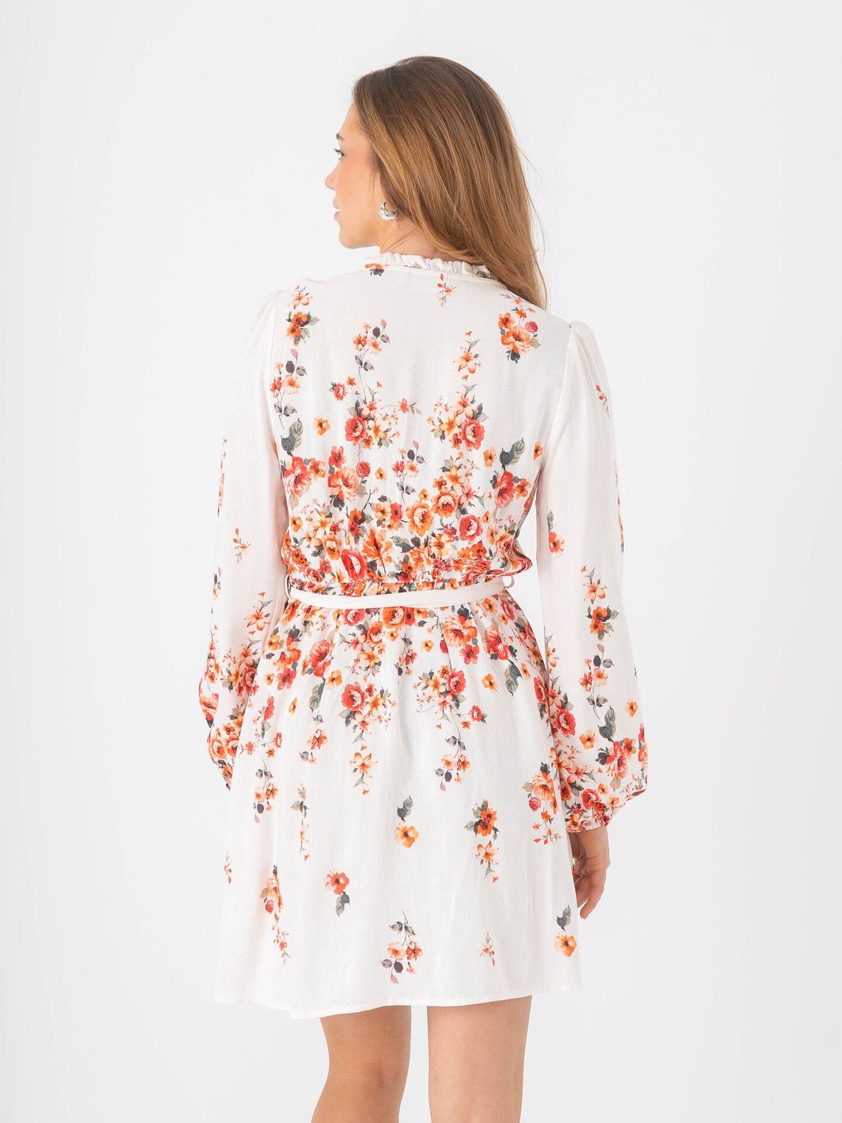 Vila Elma Bai O-Neck Long Sleeve Short Dress Cloud Dancer