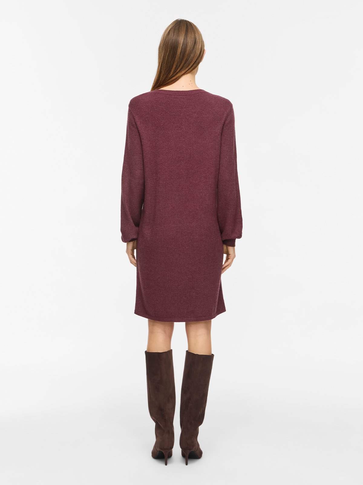 Vila Ril Volume Sleeve Knit Dress Port Royale Dark Melange