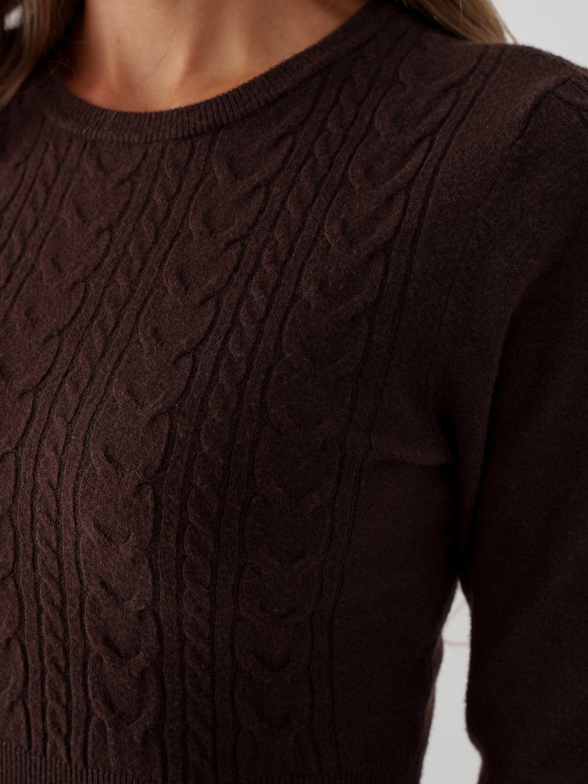Vila Kerry O-Neck Long Sleeve Cable Knit Dress Coffee Bean