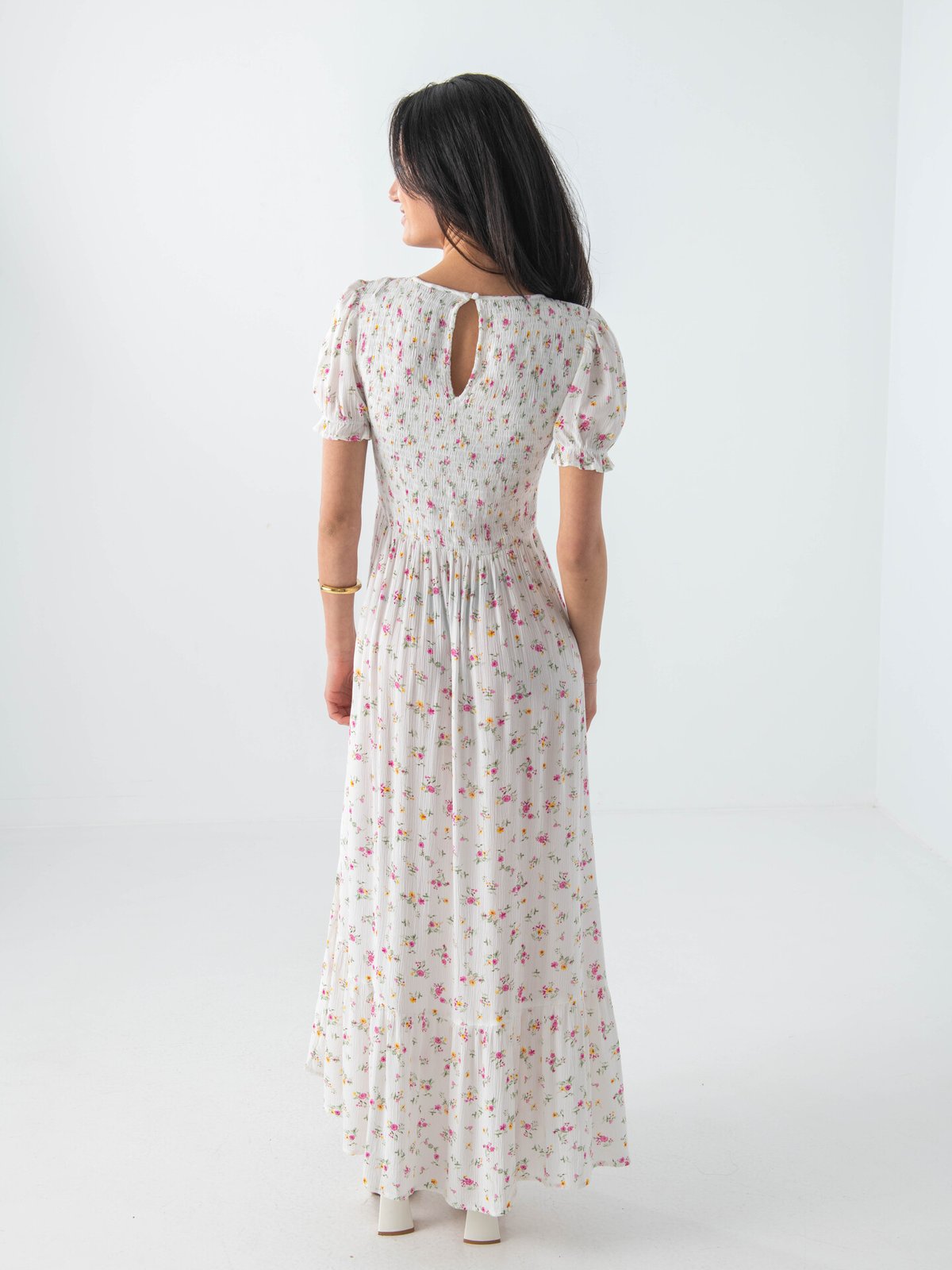 Vila Nora Greis Short Sleeve O-Neck Ankle Dress White