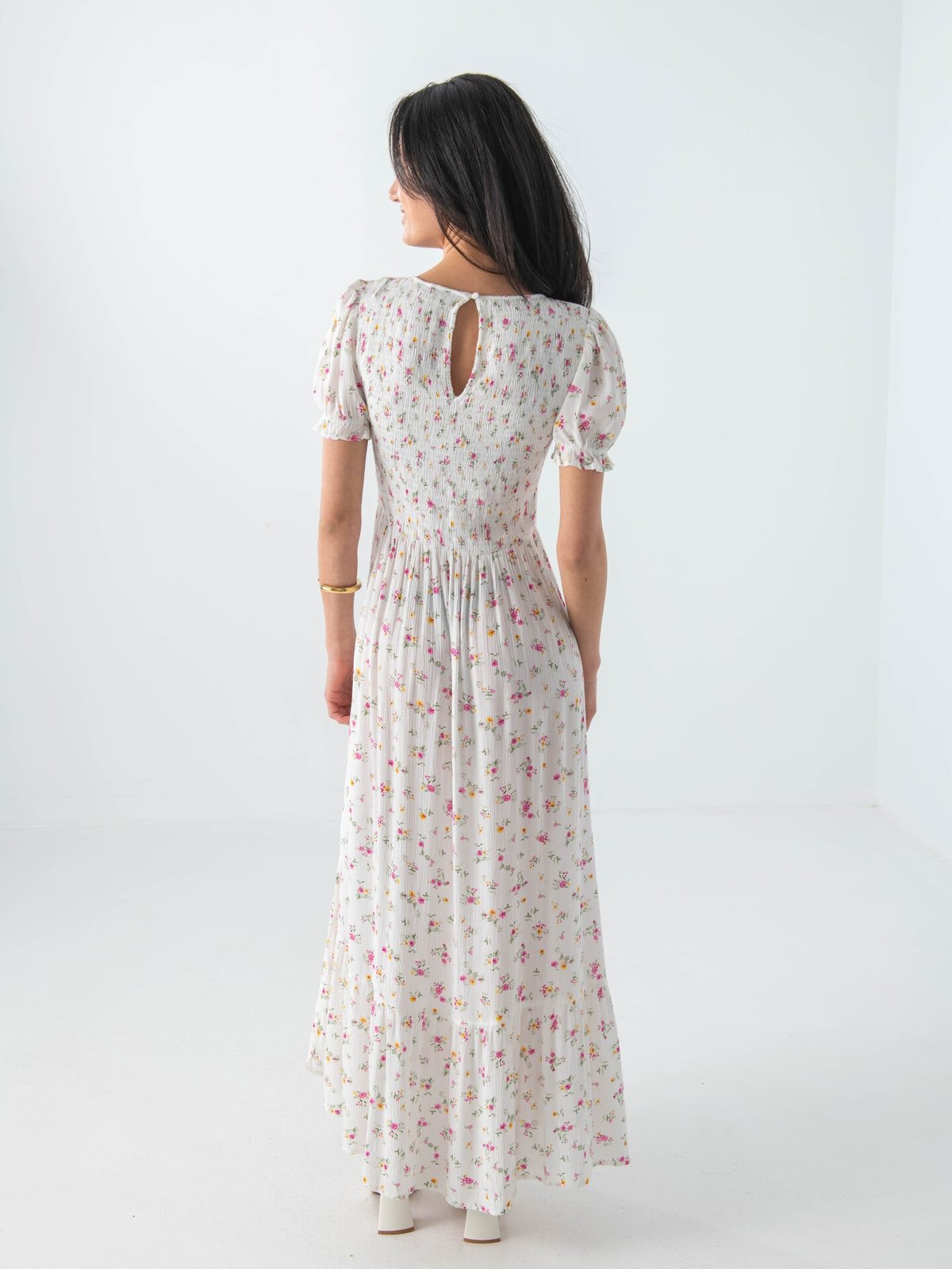 Vila Nora Greis Short Sleeve O-Neck Ankle Dress White