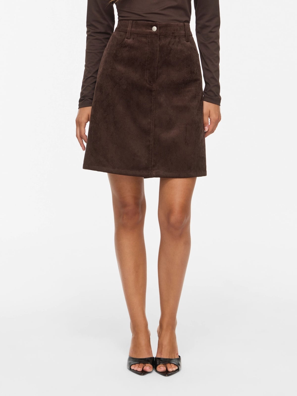 Vila Courdie High Waist A-Line Skirt Coffee Bean